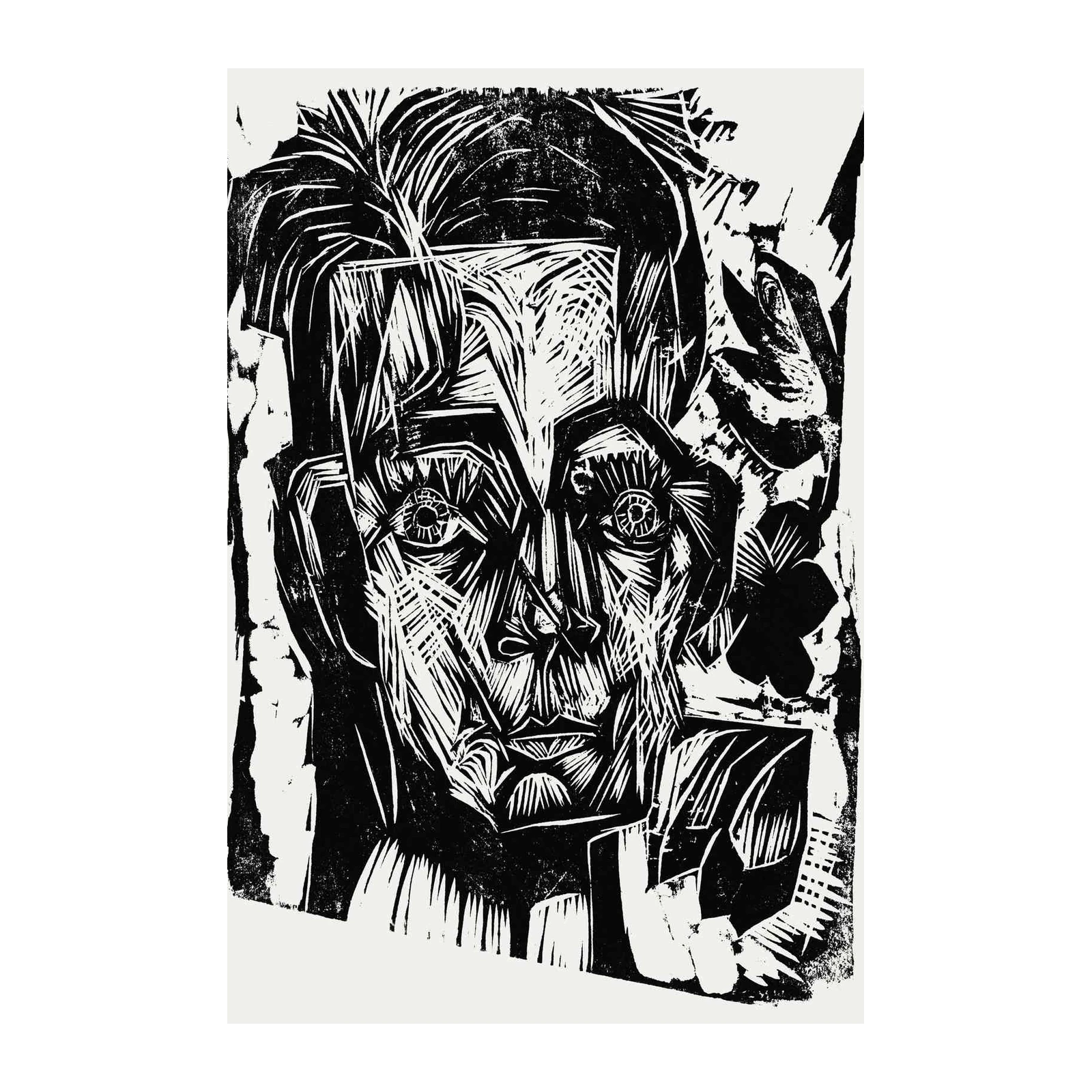 Intense Portrait Woodcut Wall Art