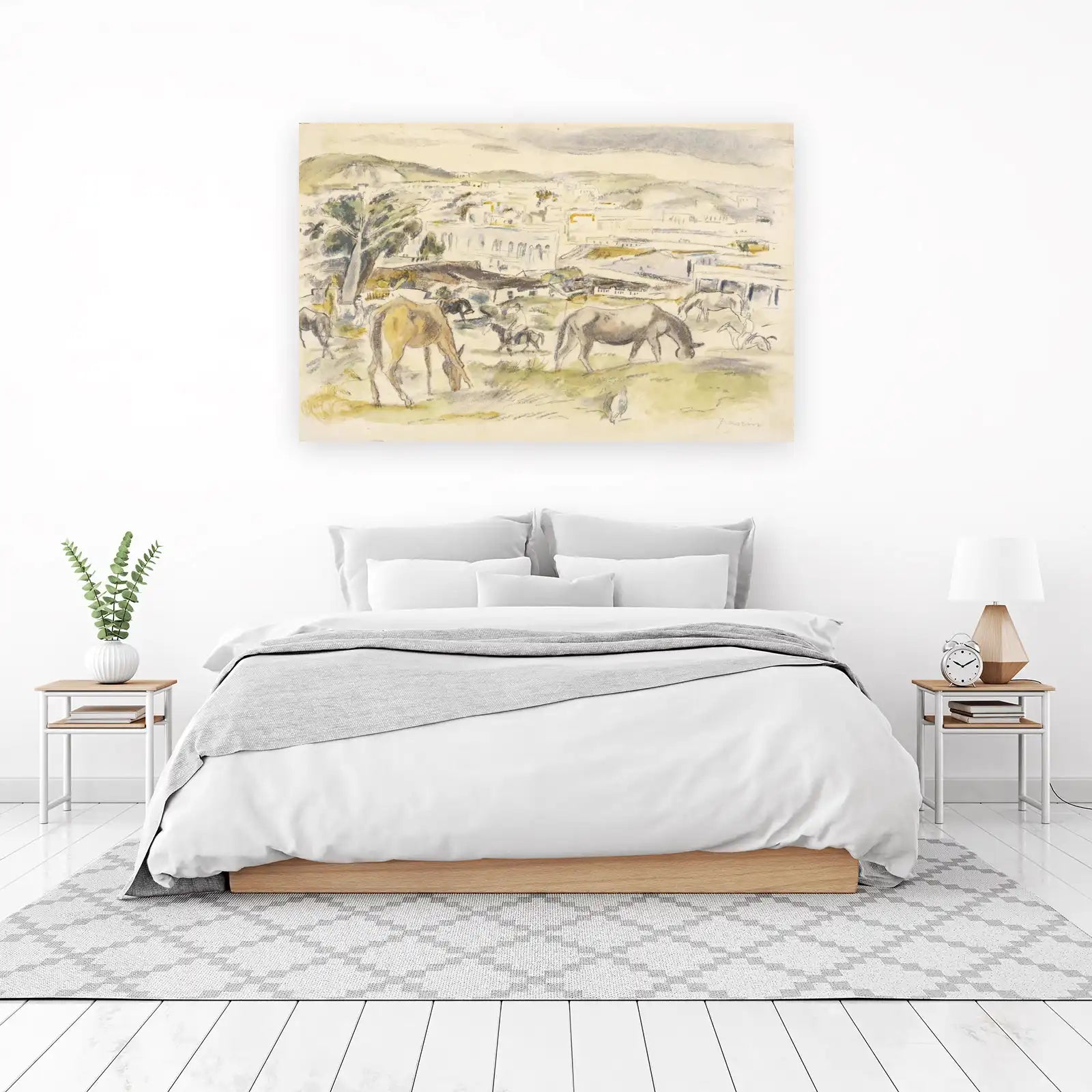 Serene Pastoral Landscape Donkey & Horse Wall Art
