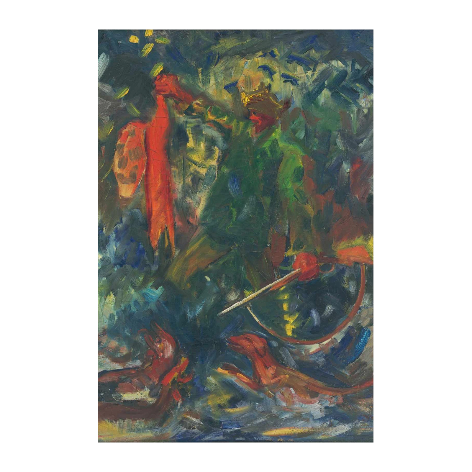 Abstract Hunter with Dogs Wall Art