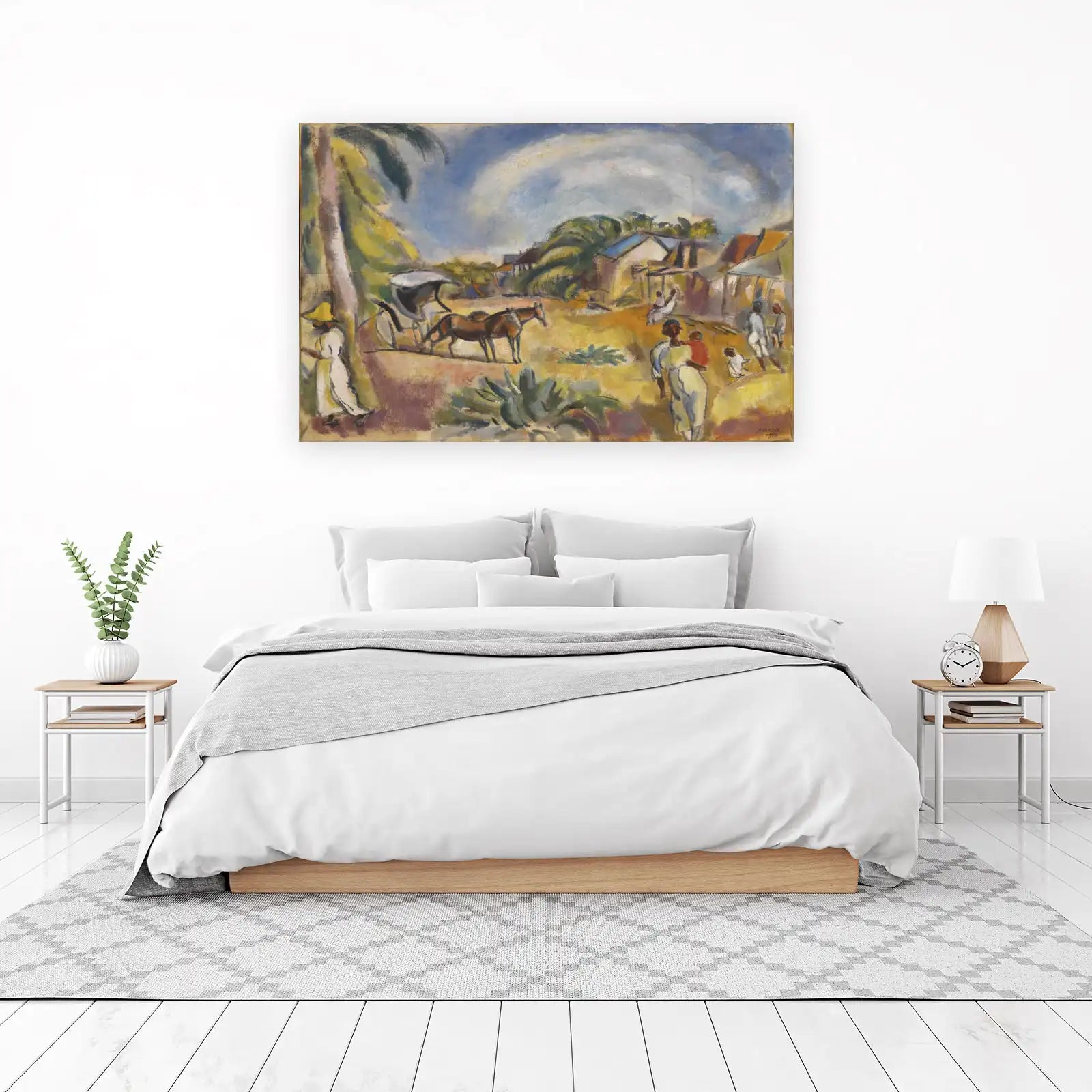Tropical Horse Carriage Scene Wall Art