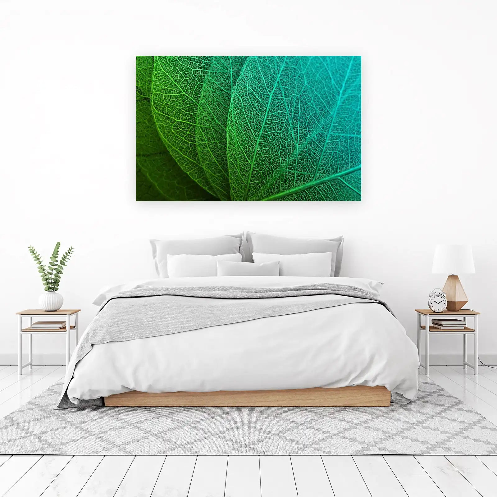 Vibrant Green Leaf Vein Macro Wall Art