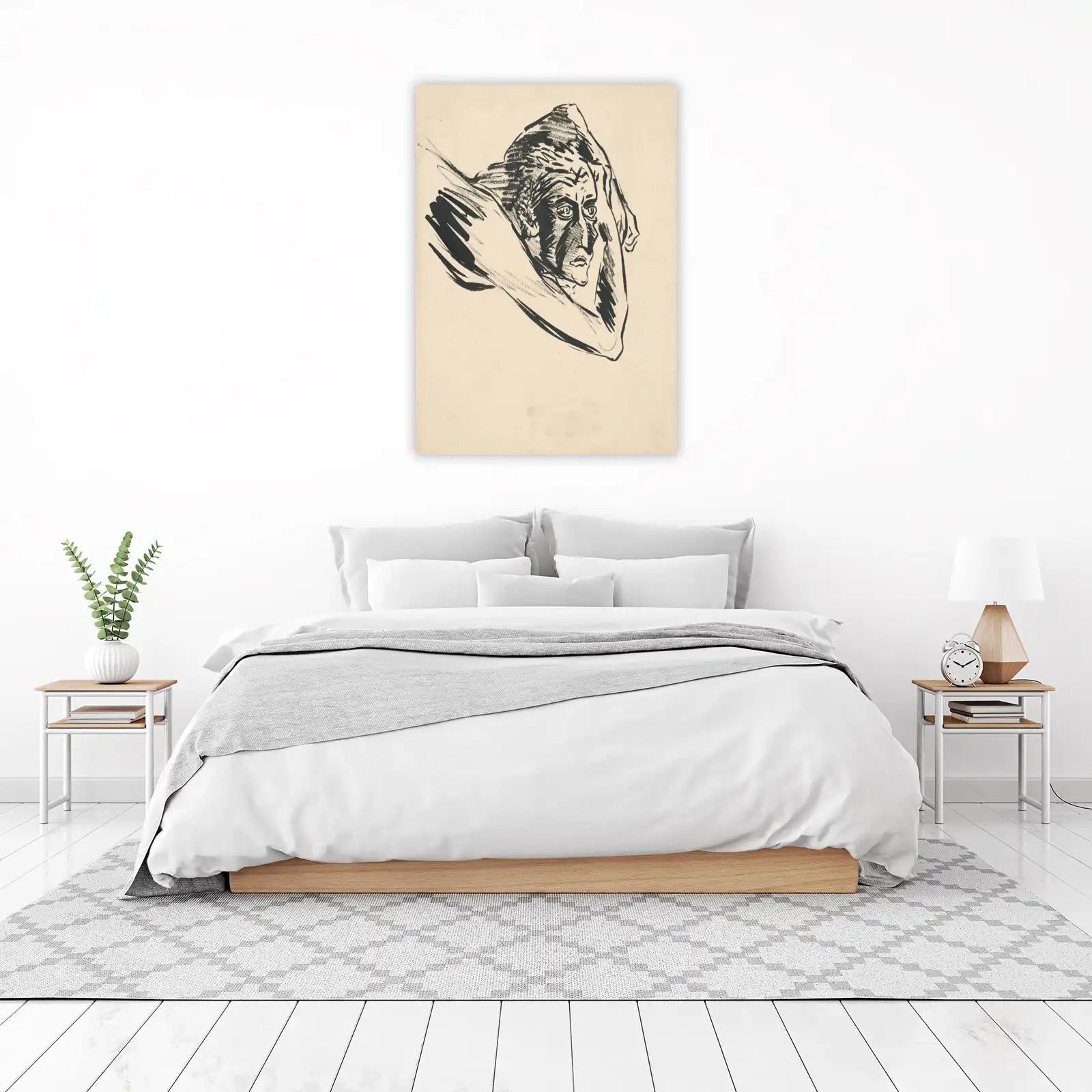 Expressive Portrait Ink Sketch Wall Art