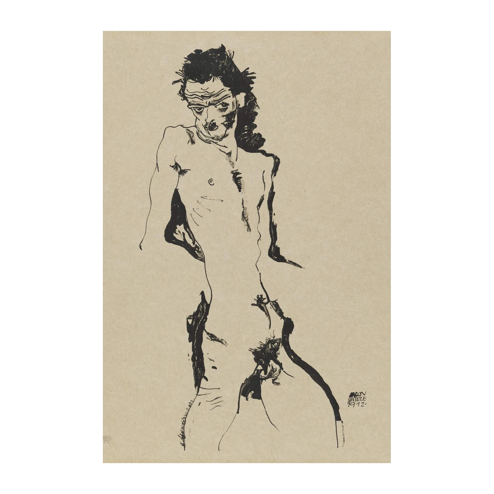 Expressive Figure Sketch Black & White Wall Art