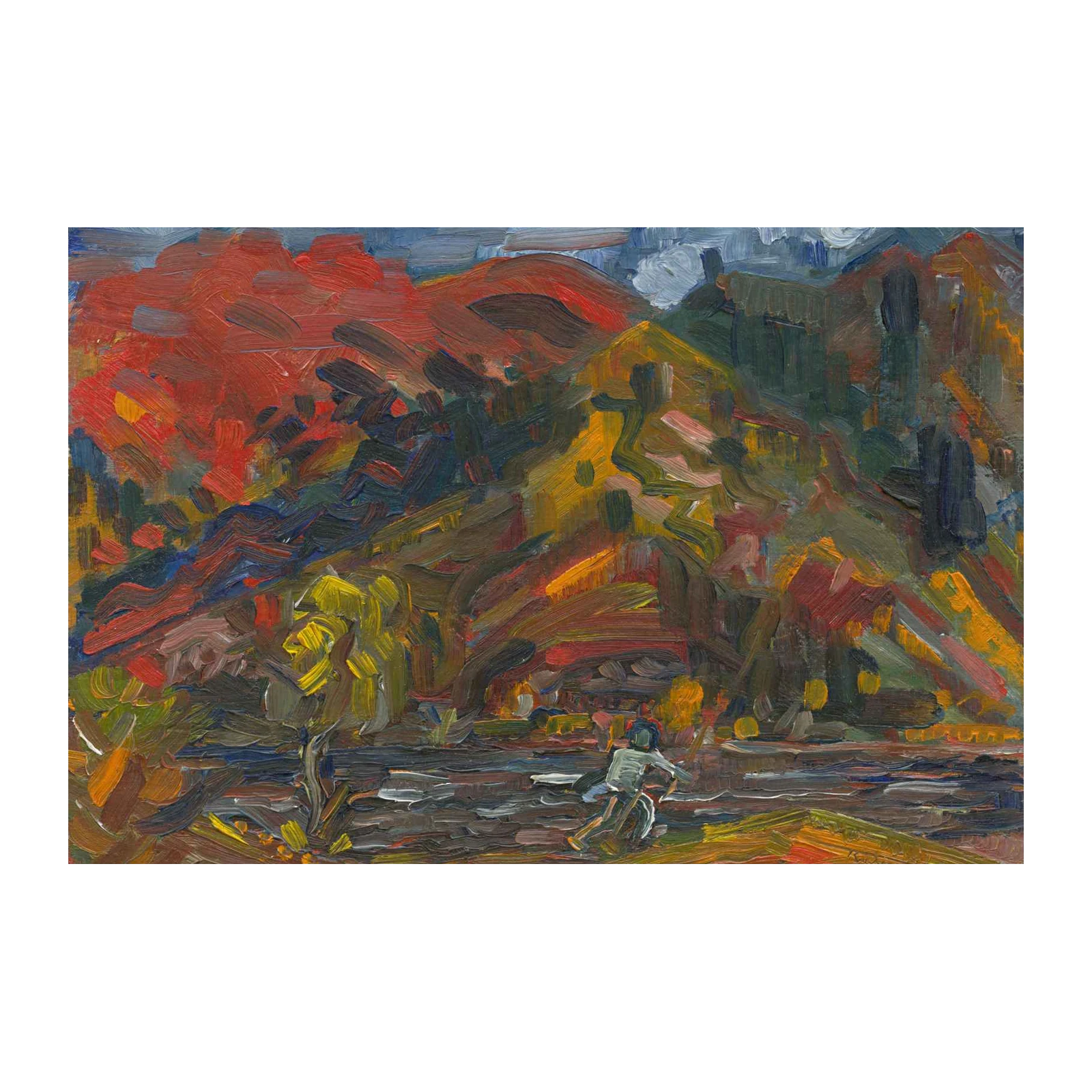 Vibrant Autumn Mountain Bike Ride Wall Art