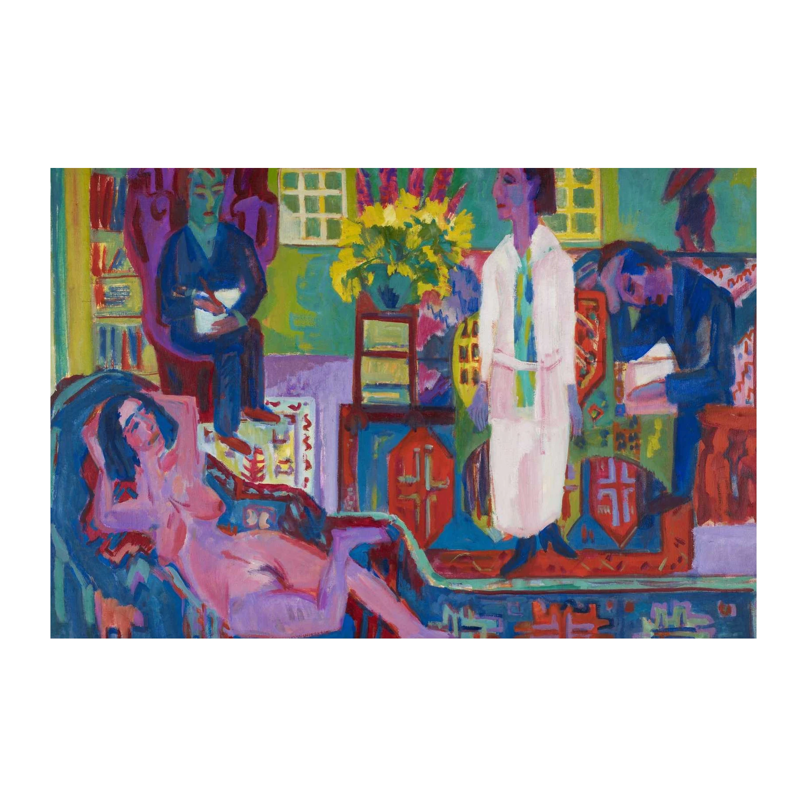 Vibrant Interior Scene Nude Wall Art