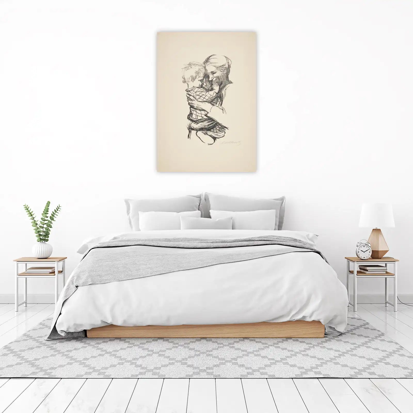 Mother & Child Charcoal Sketch Wall Art