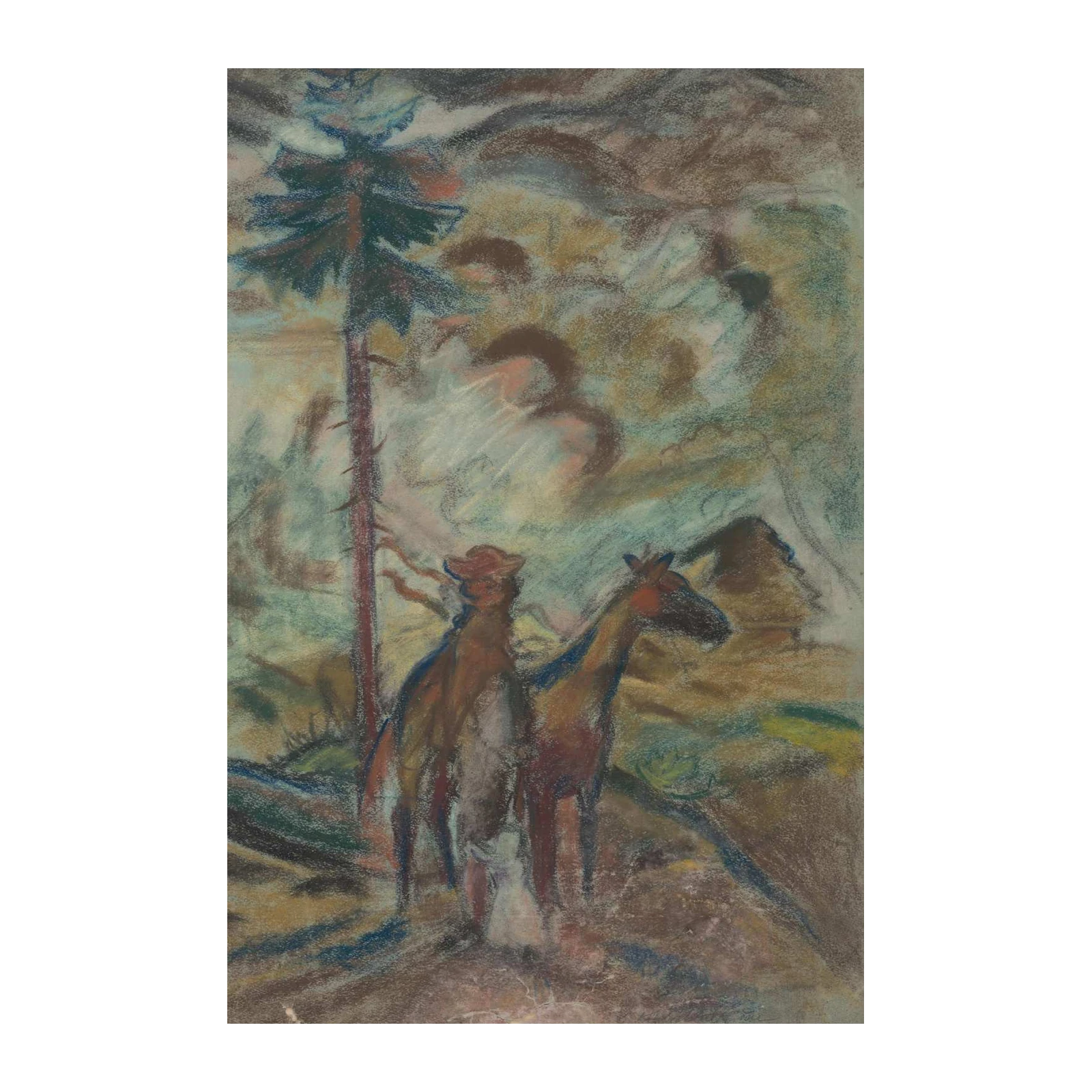 Cowboy & Horse Western Landscape Wall Art