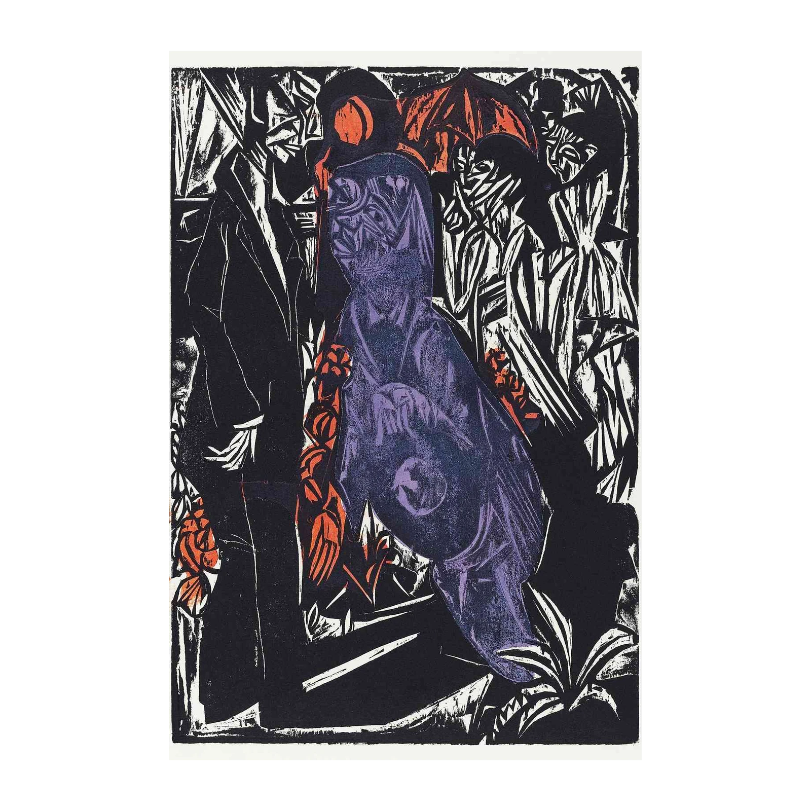 Expressionist Figures Orange & Purple Wall Art