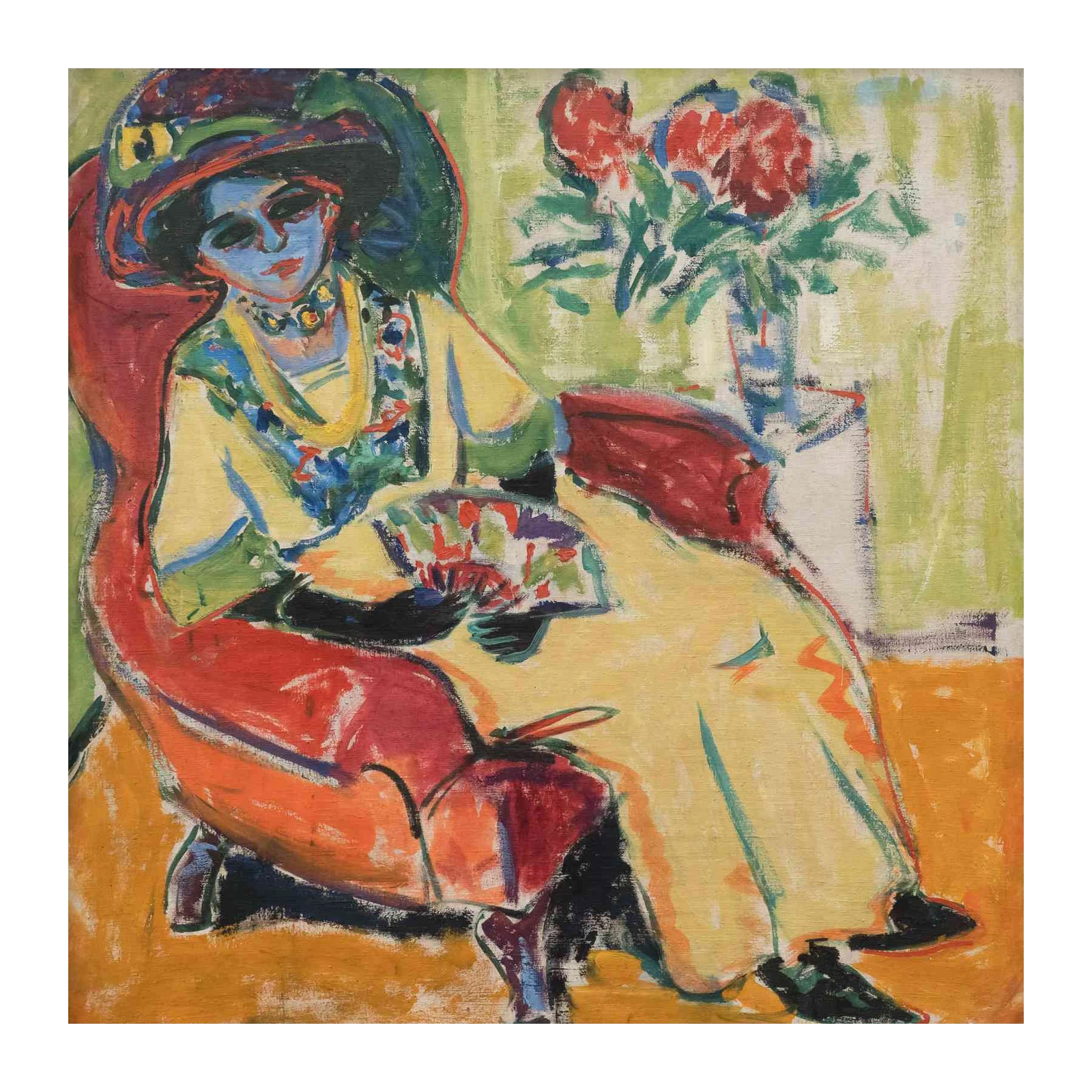 Bold Portrait Lady with Fan Wall Art