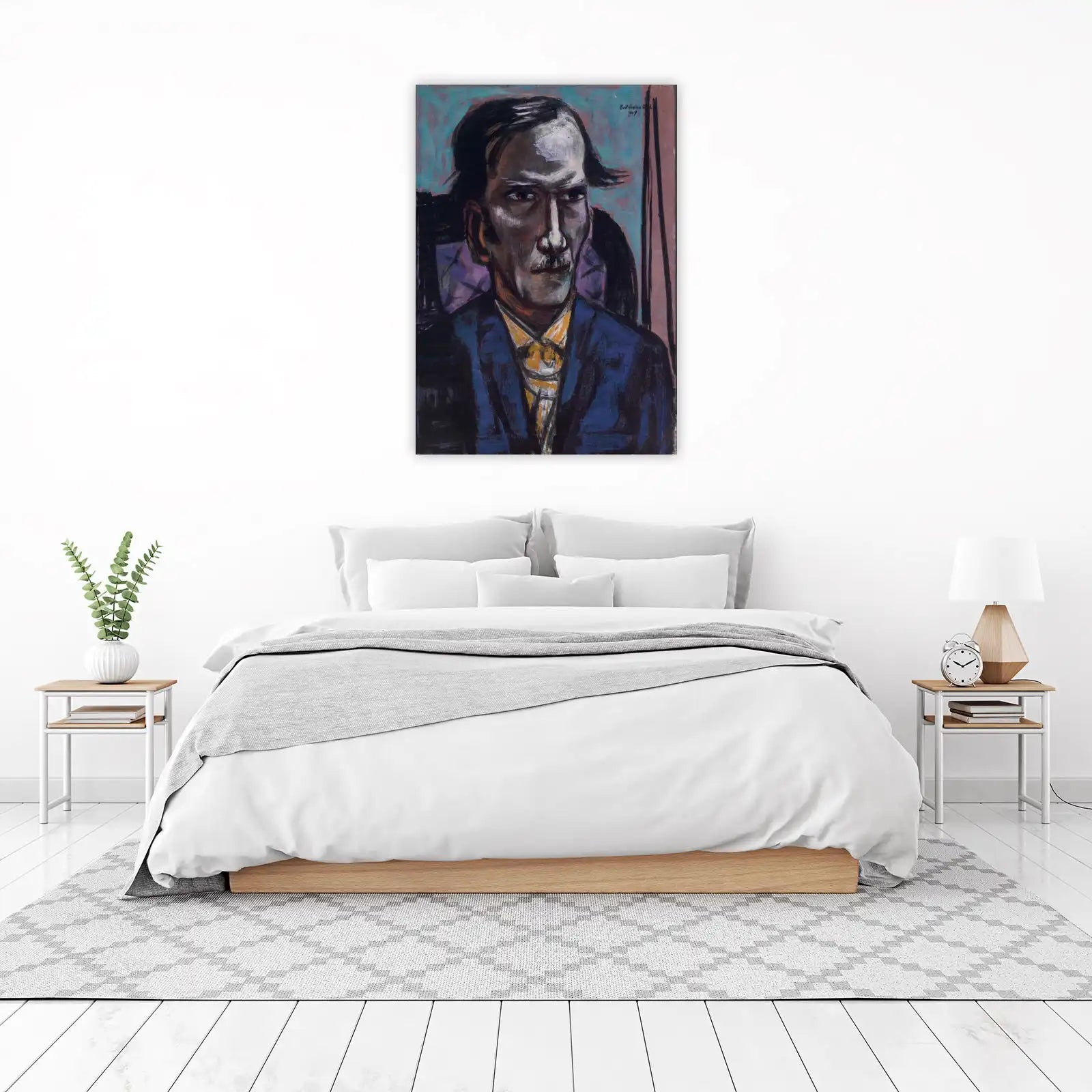 Intense Portrait Study in Blue Suit Wall Art