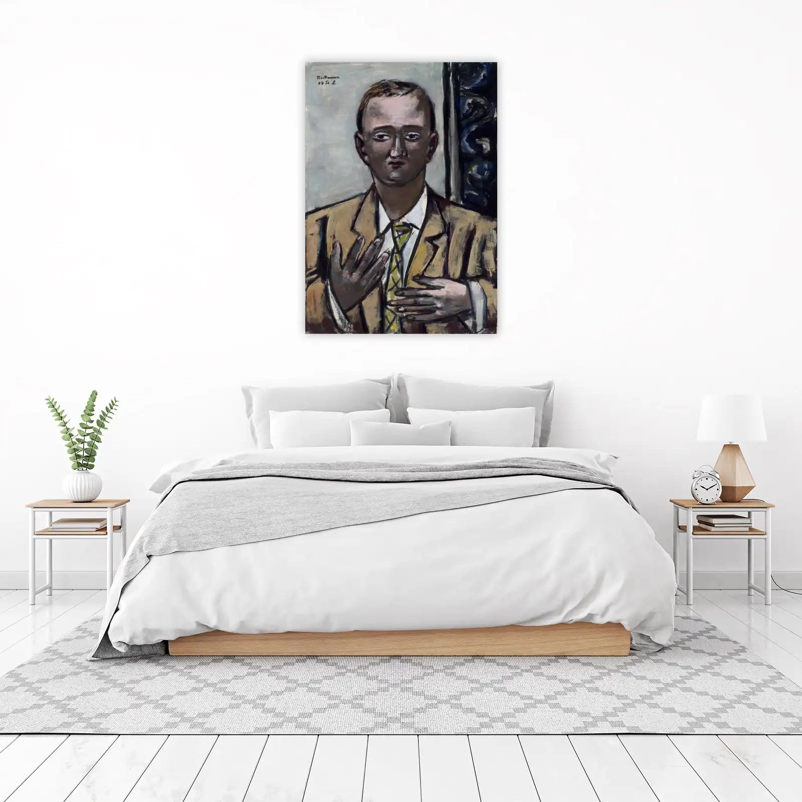 Expressive Portrait in Beige Suit Wall Art