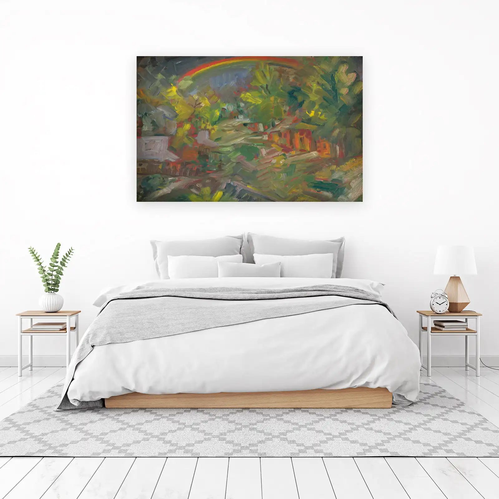 Vibrant Rainbow Landscape Impressionist Wall Art