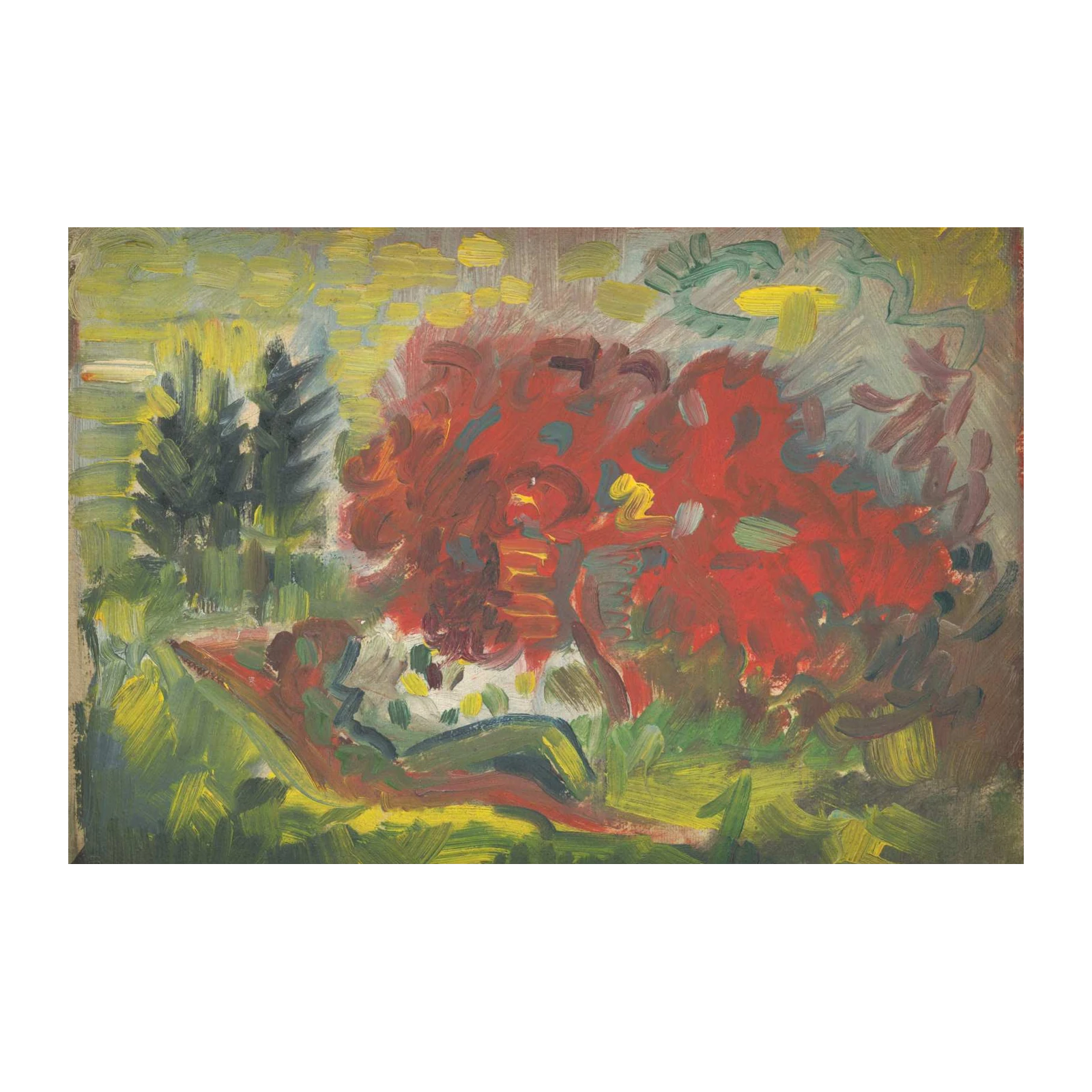 Vibrant Red Tree Relaxation Wall Art
