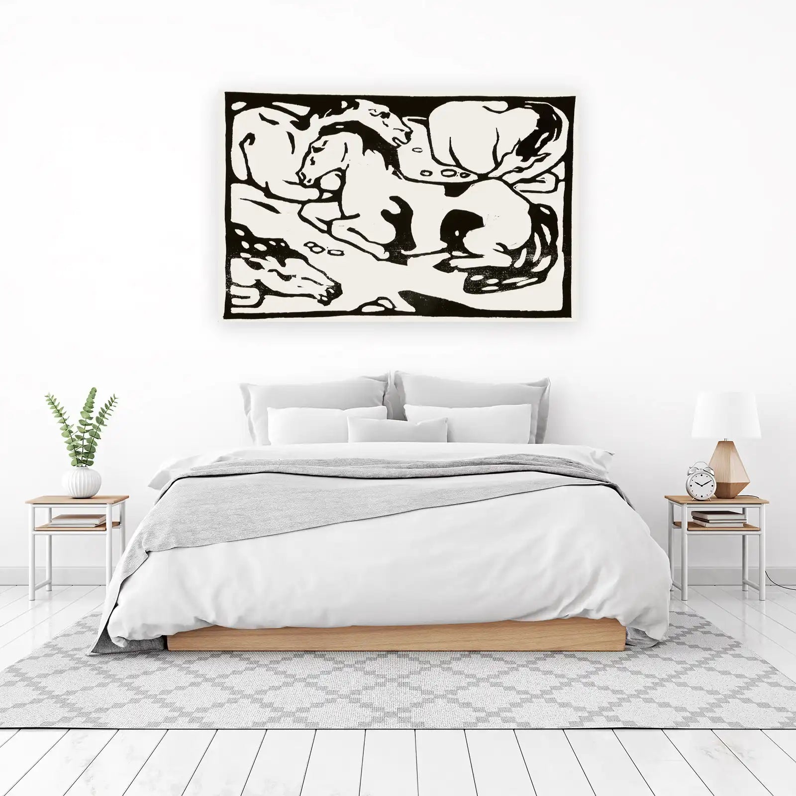 Majestic Herd Horses Black & White Wall Art