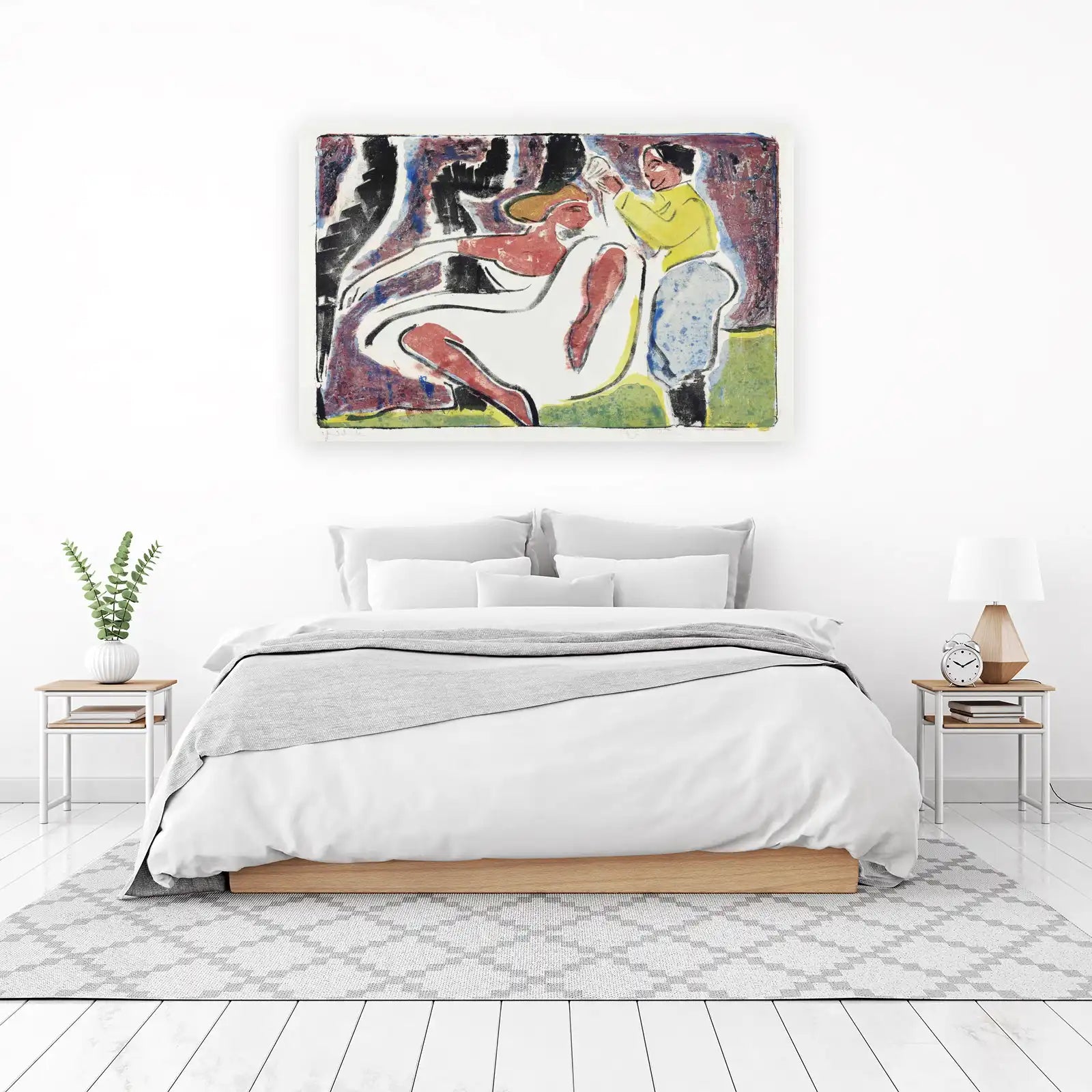 Expressive Figures Couple Art Wall Art
