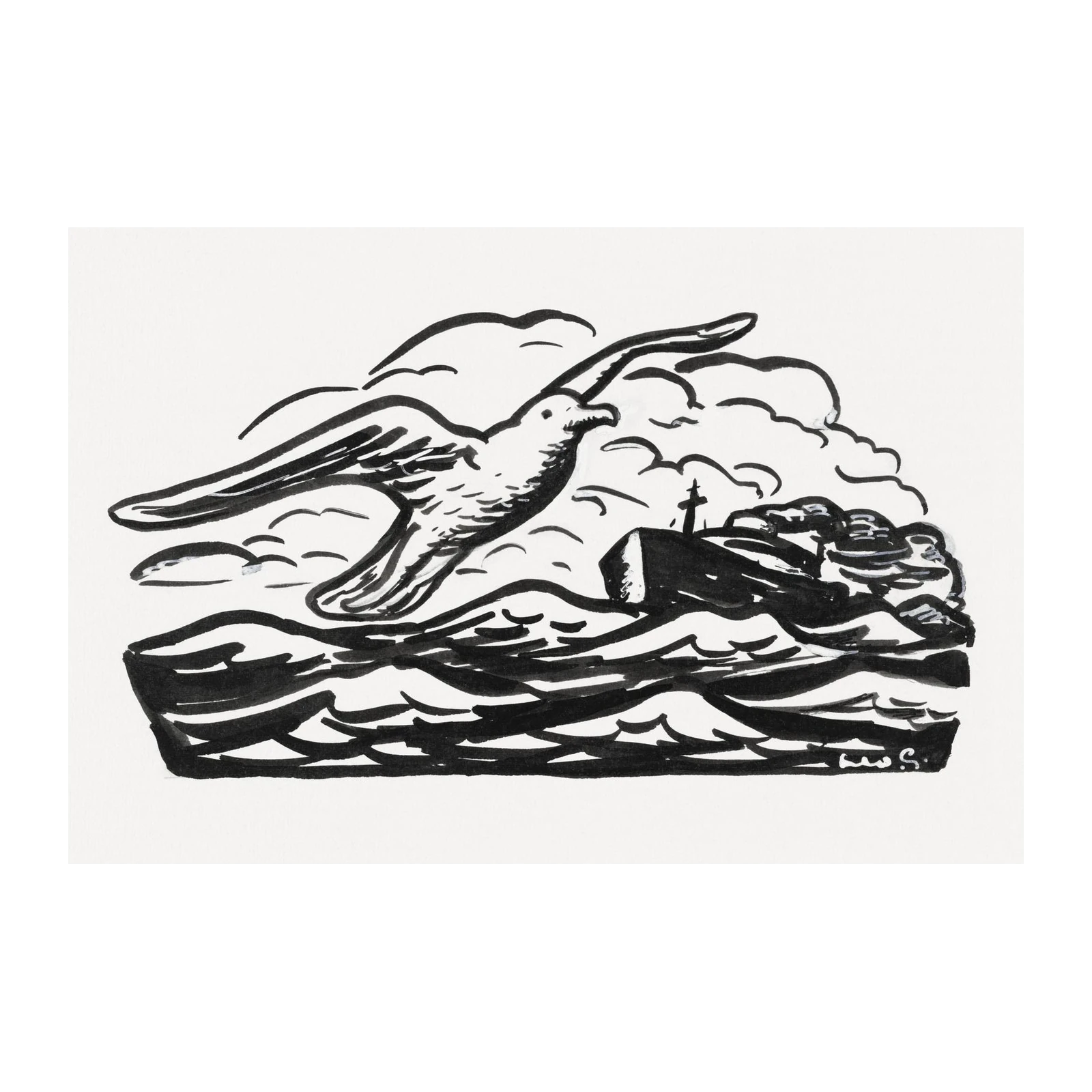 Seagull Flight Coastal Landscape Wall Art