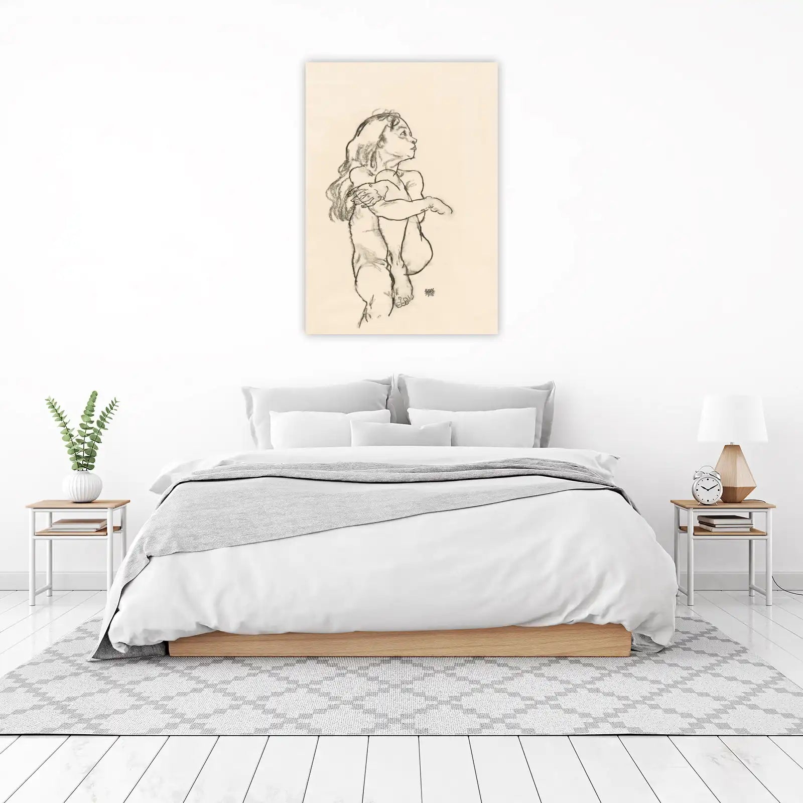 Expressive Figure Charcoal Sketch Wall Art