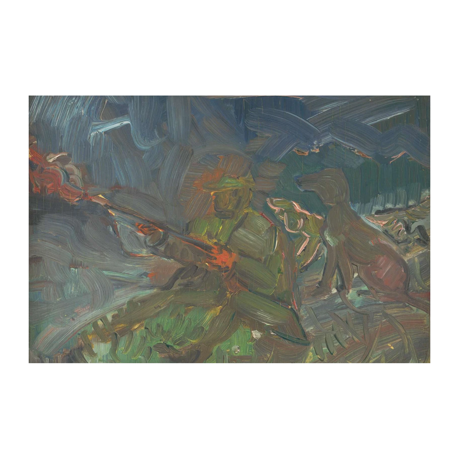 Impressionist Hunter & Dog Wall Art