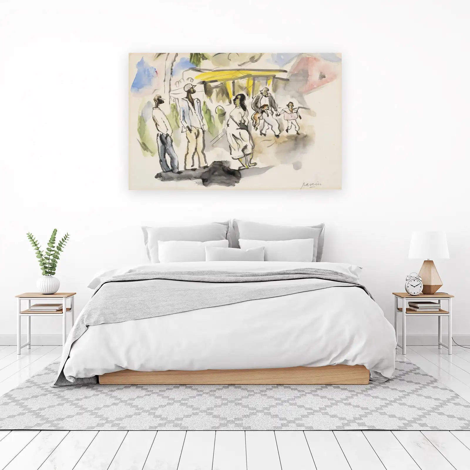 Vibrant Street Scene Watercolor Wall Art