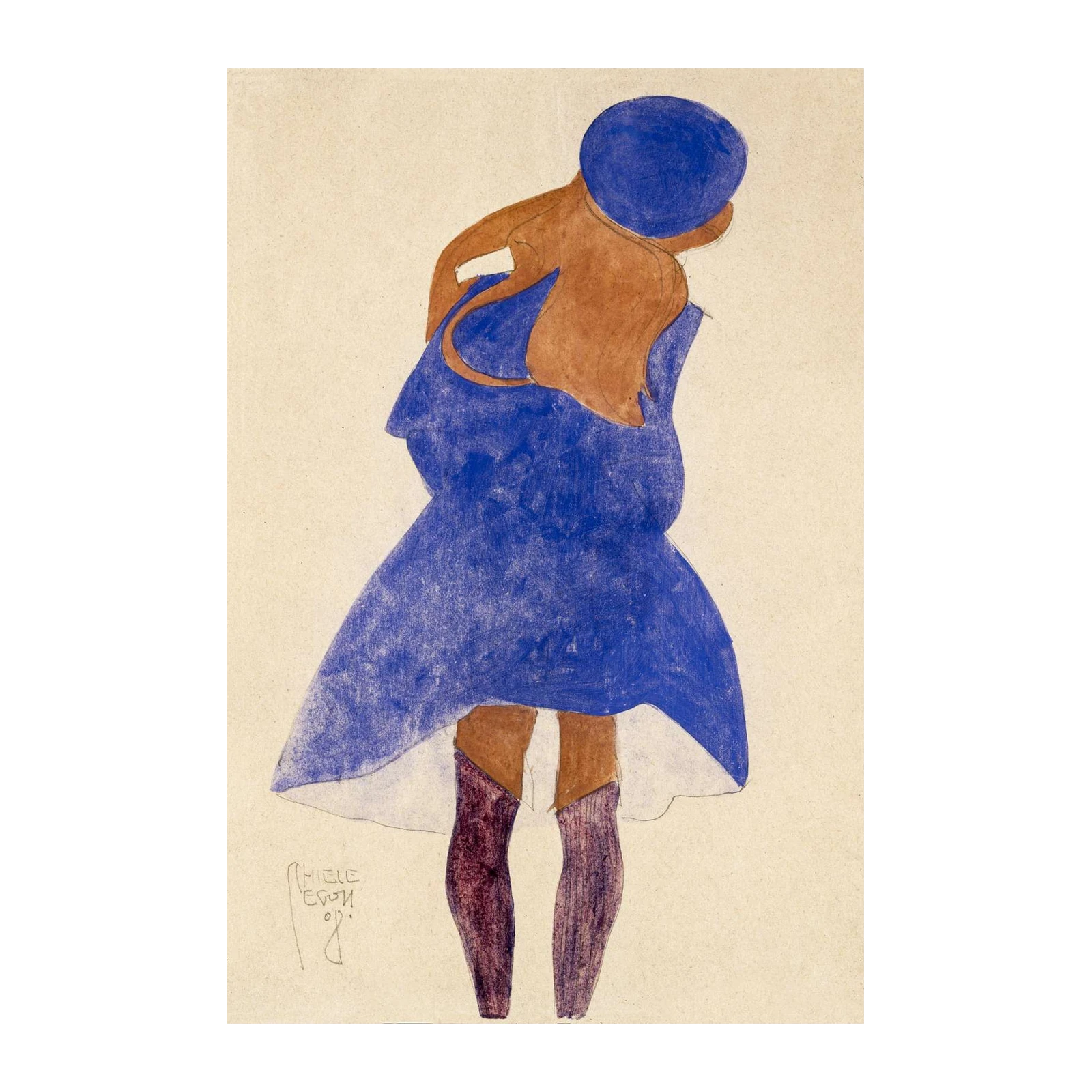 Vibrant Blue Figure Portrait Wall Art