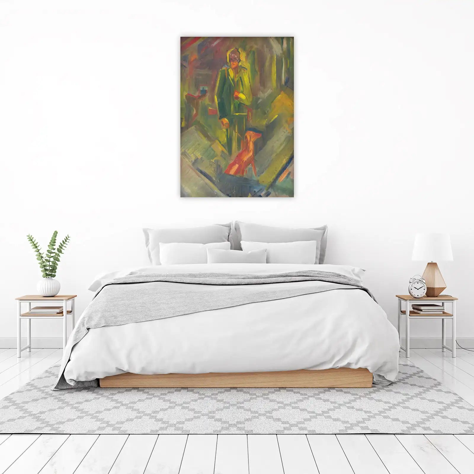 Abstract Dog Walker Green Coat Wall Art