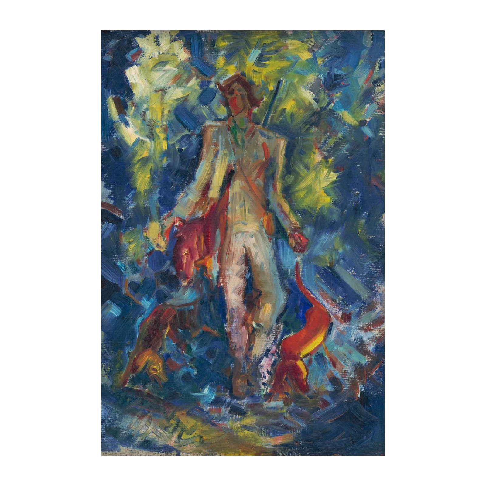 Man with Dogs Impressionist Wall Art