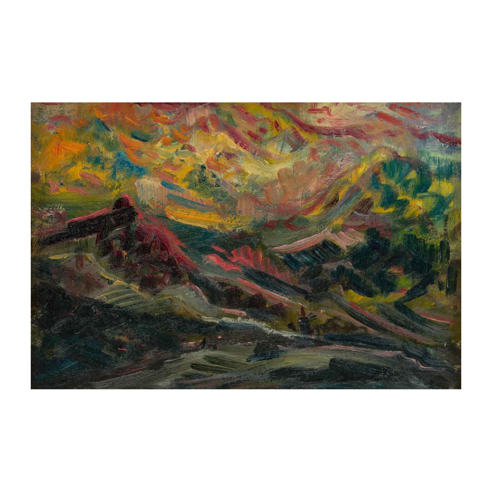 Vibrant Mountain Sunset Abstract Wall Art