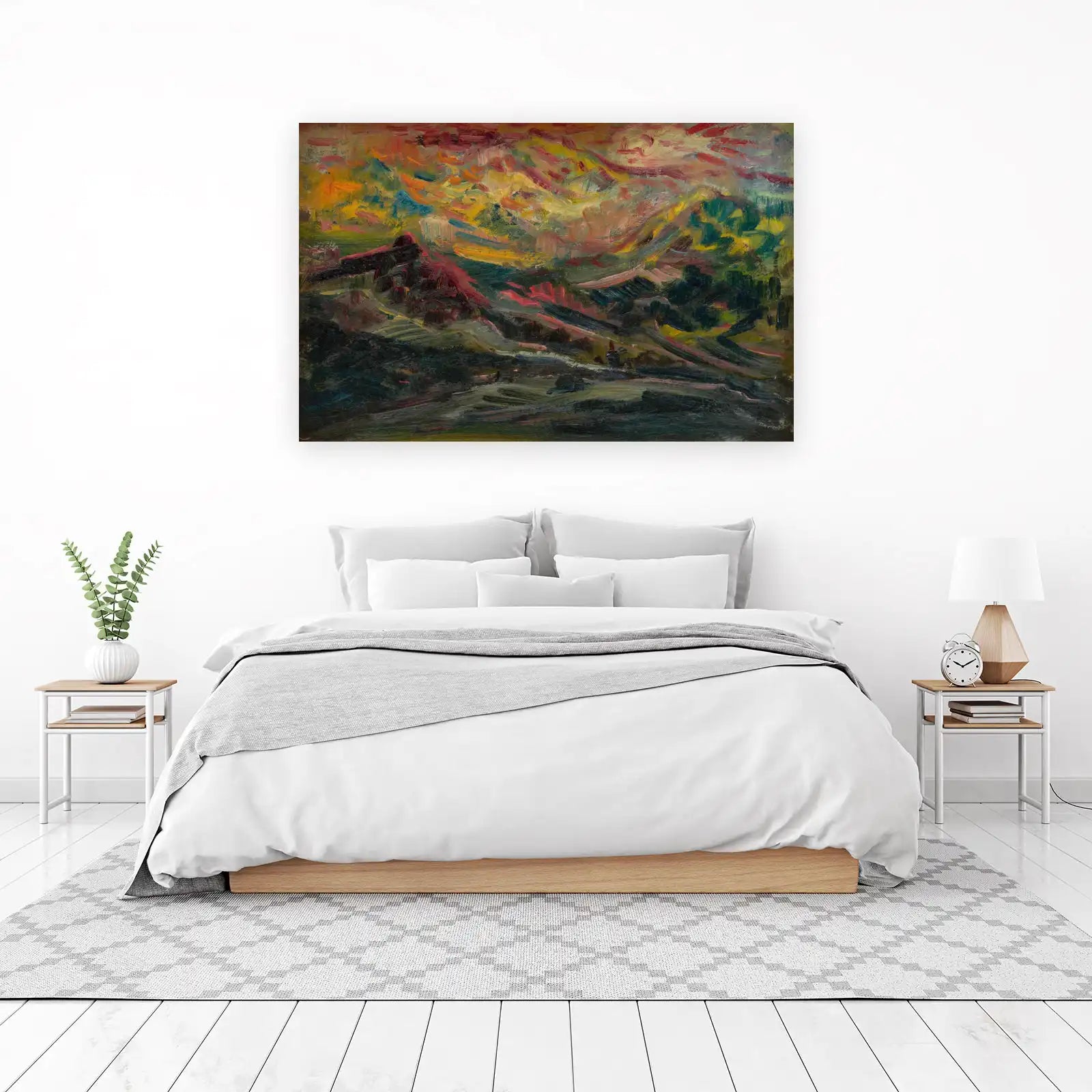 Vibrant Mountain Sunset Abstract Wall Art