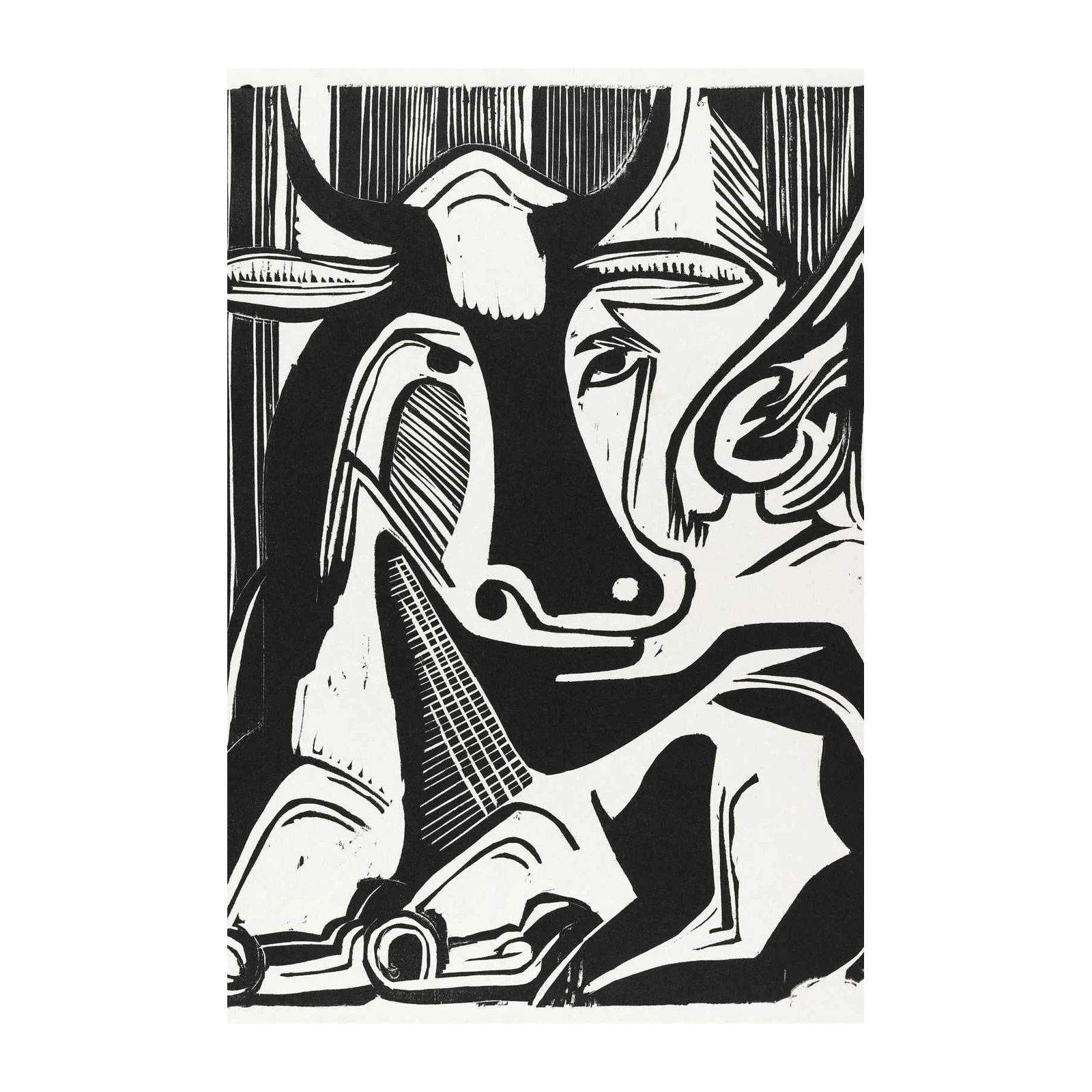 Bold Bull Linocut Wall Art