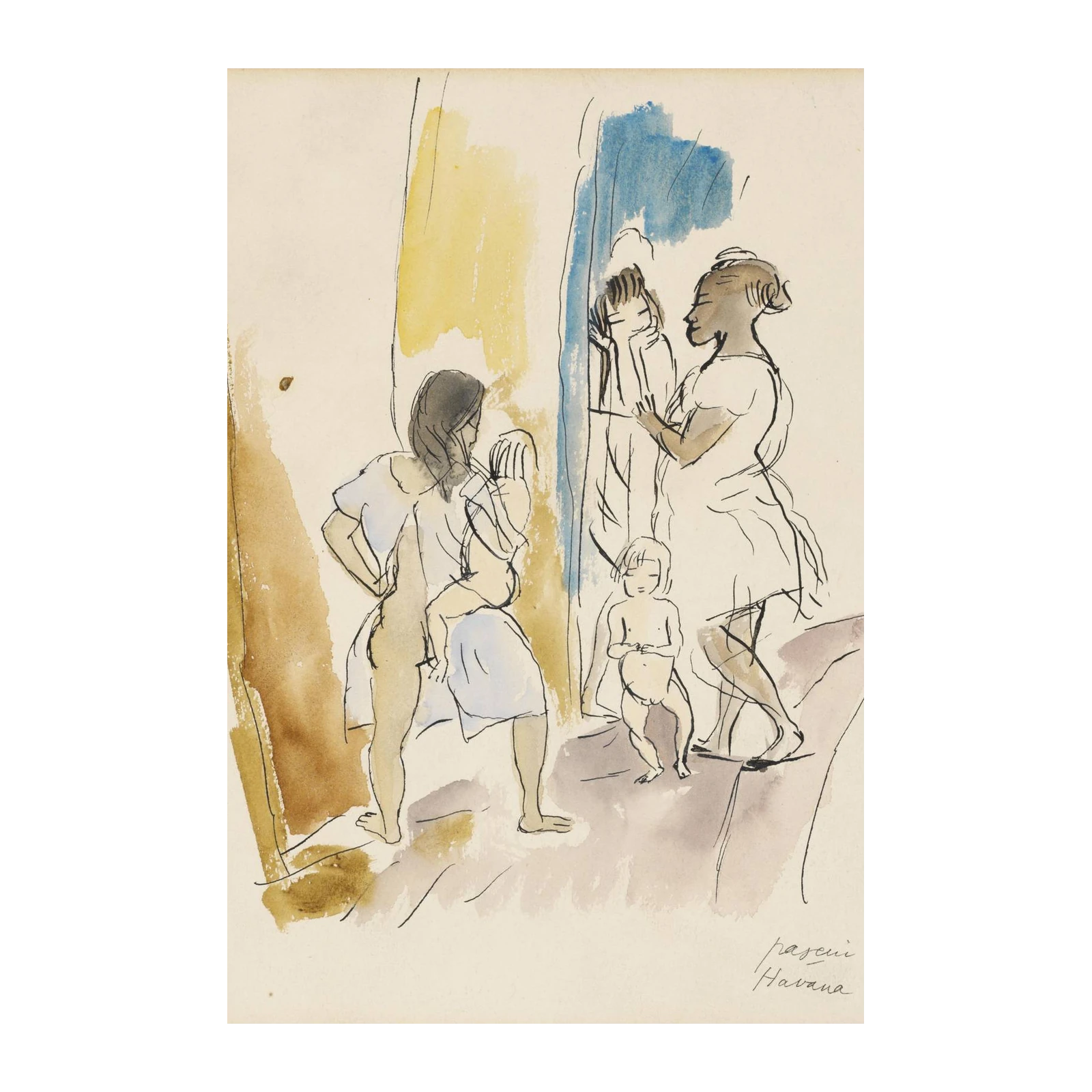 Cuban Family Watercolor Wall Art