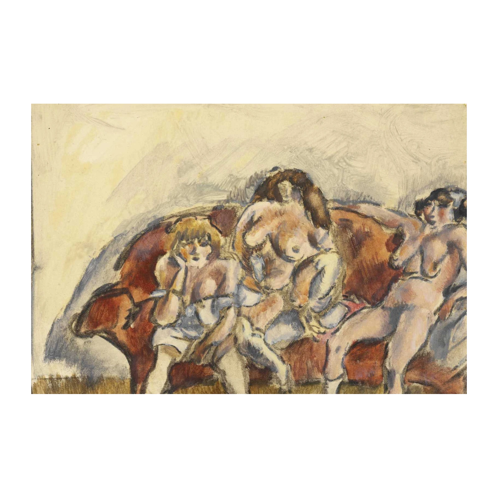 Figurative Nudes on Sofa Wall Art