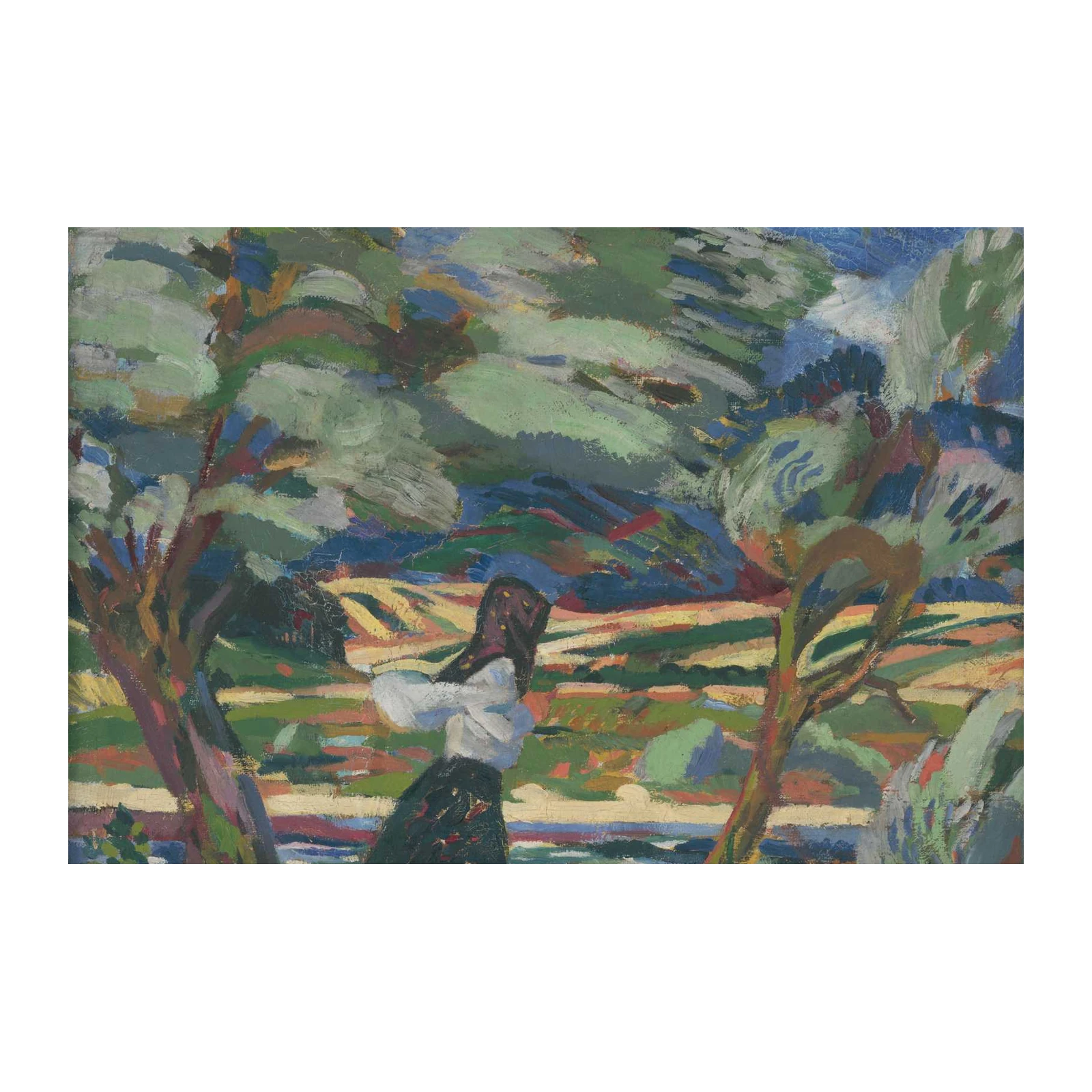 Vibrant Woman in Nature Landscape Wall Art