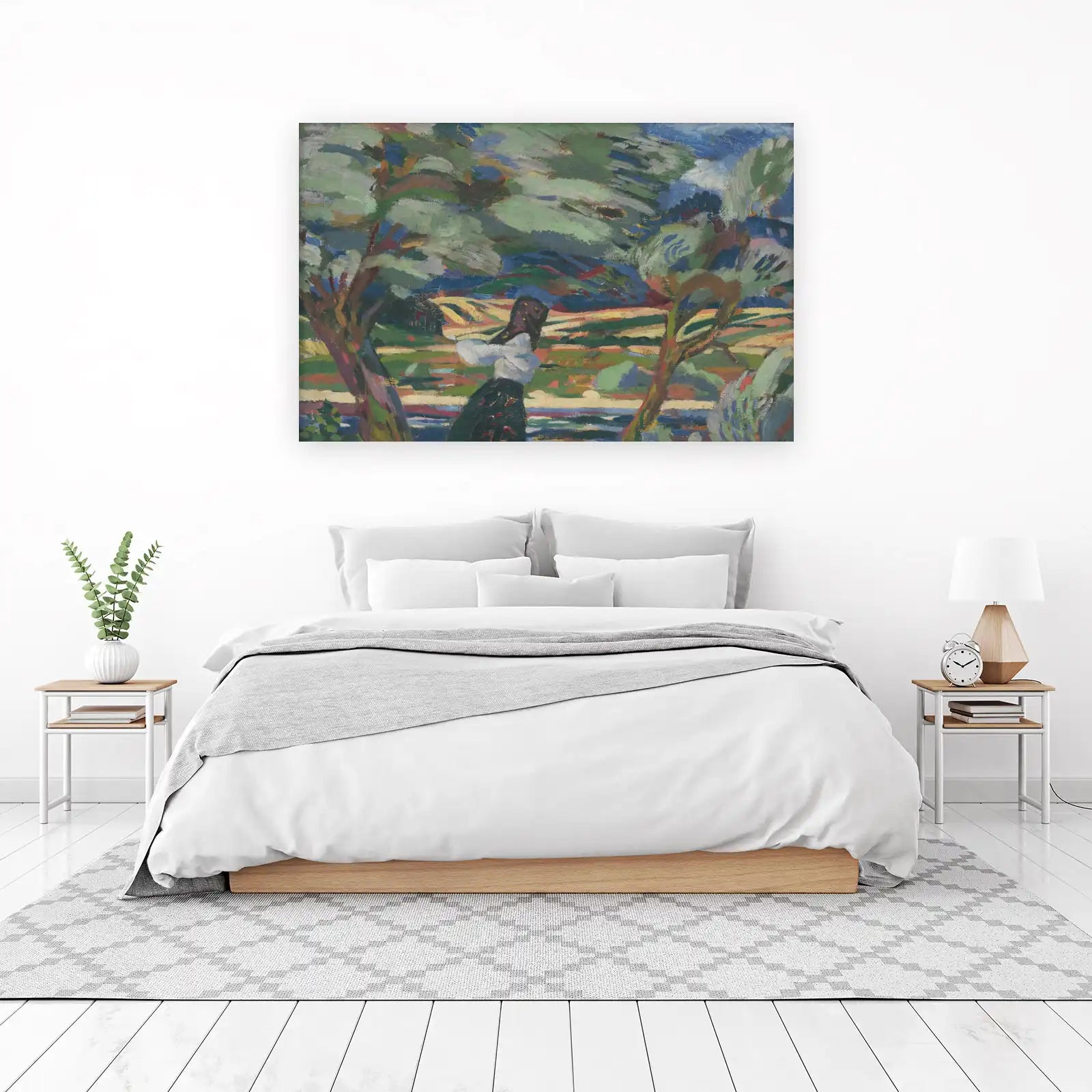 Vibrant Woman in Nature Landscape Wall Art