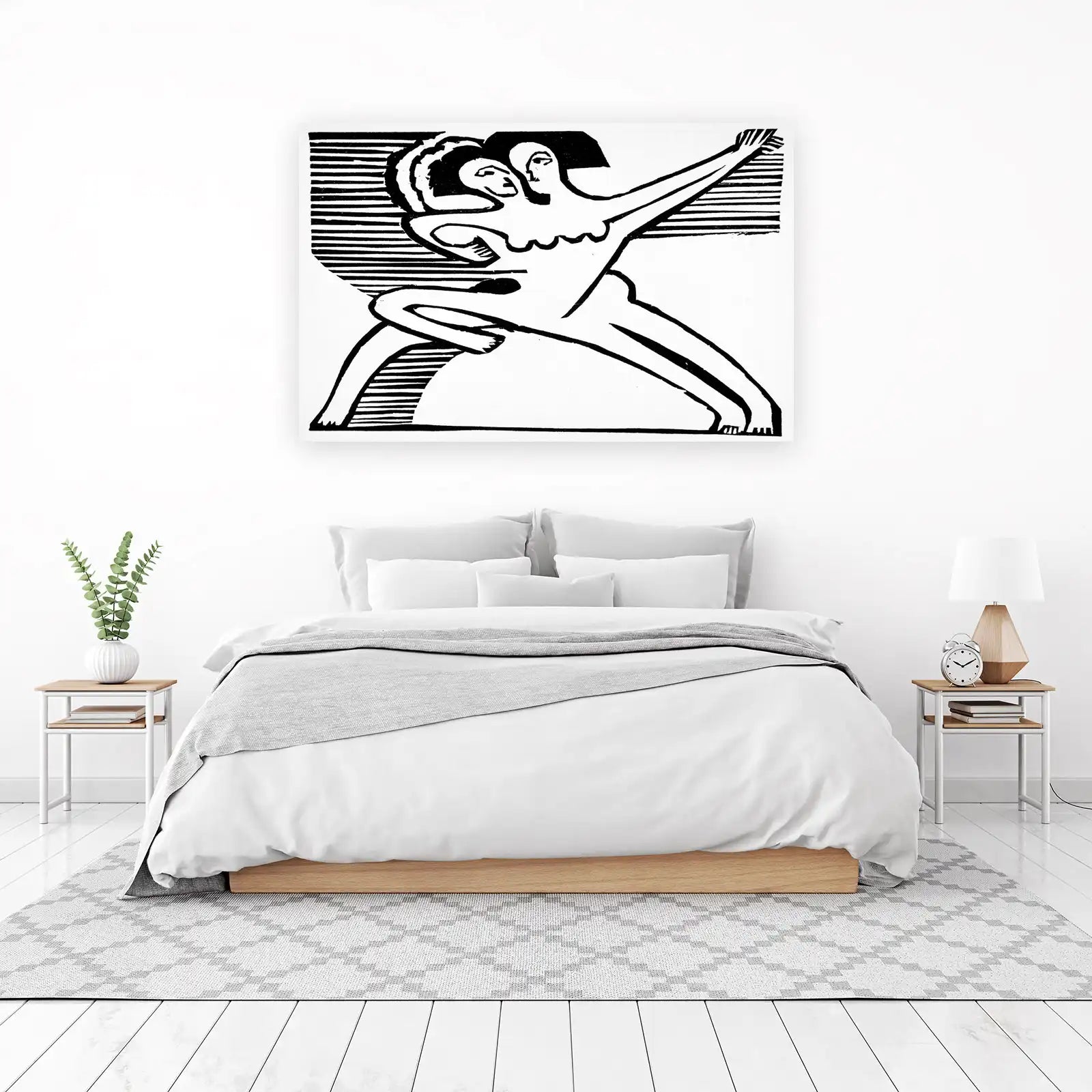 Dynamic Dance Couple Black & White Wall Art