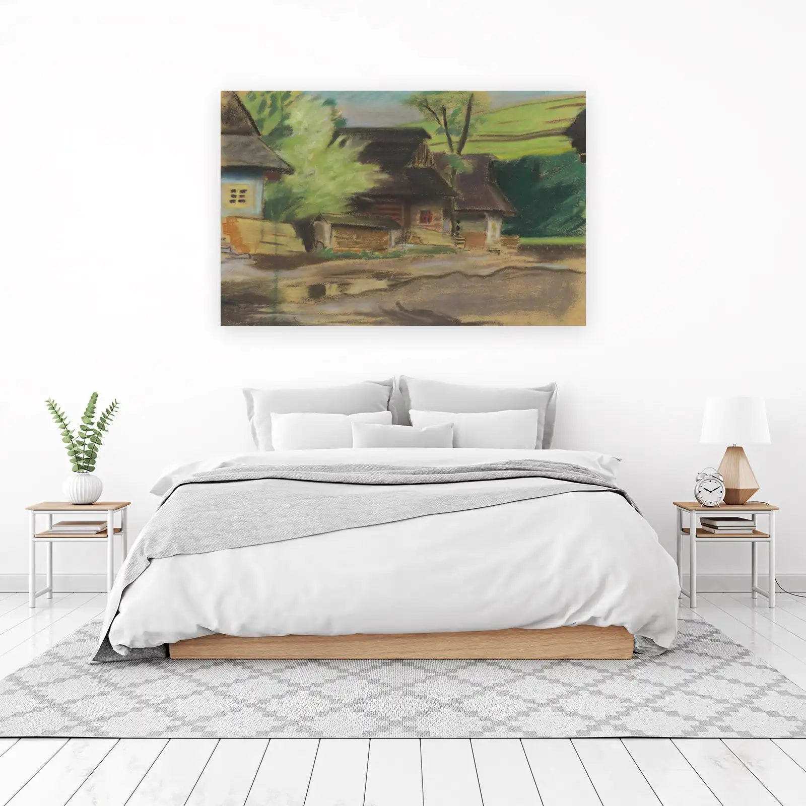Pastel Village Scene Wall Art