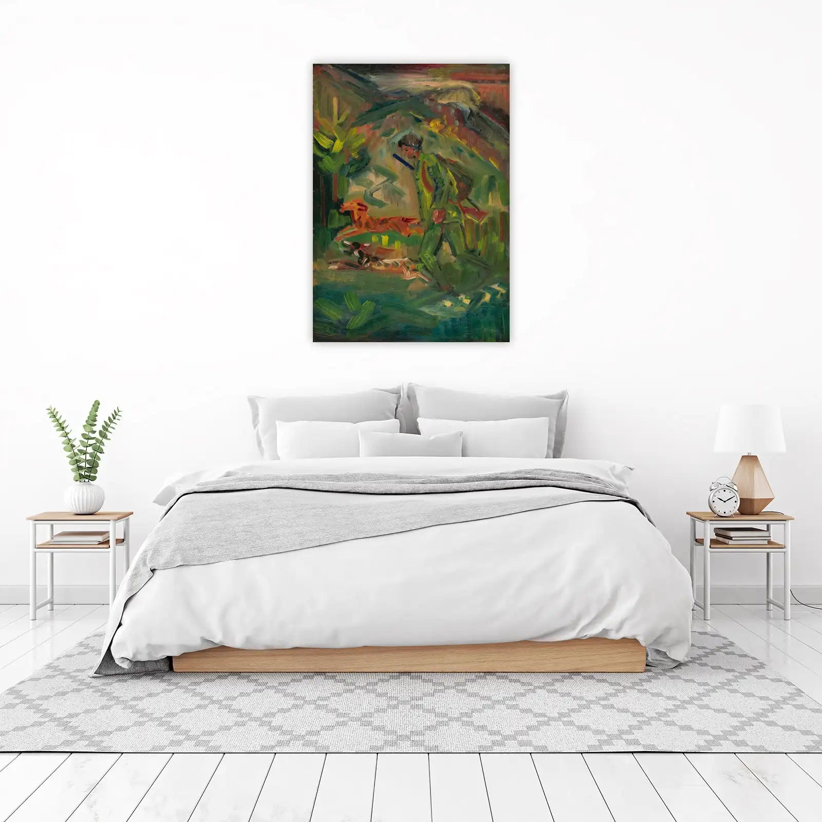 Man and Dogs Hunting Impressionist Wall Art