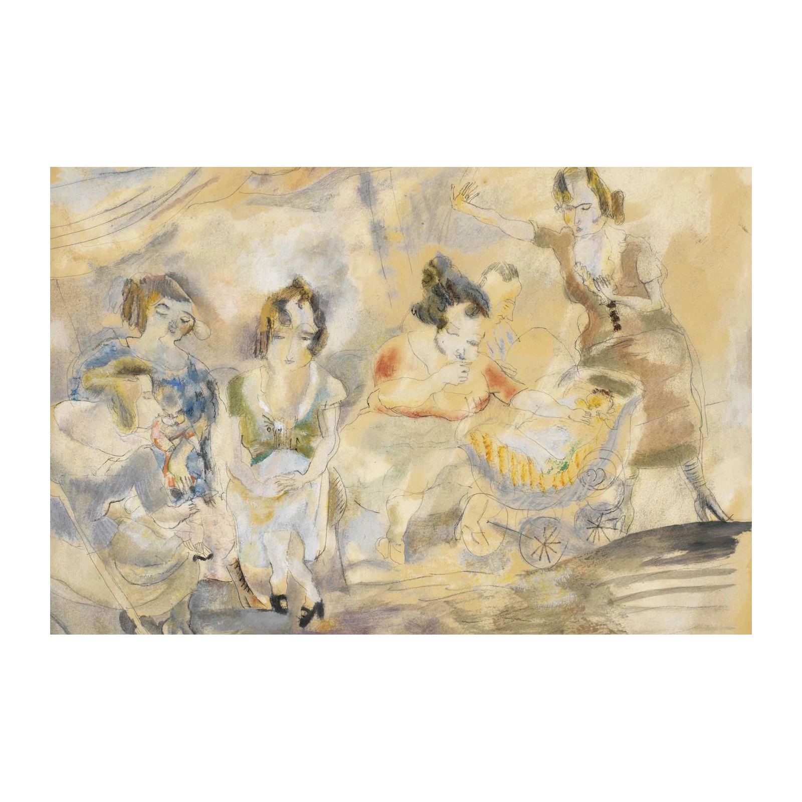 Vintage Motherhood Scene Wall Art