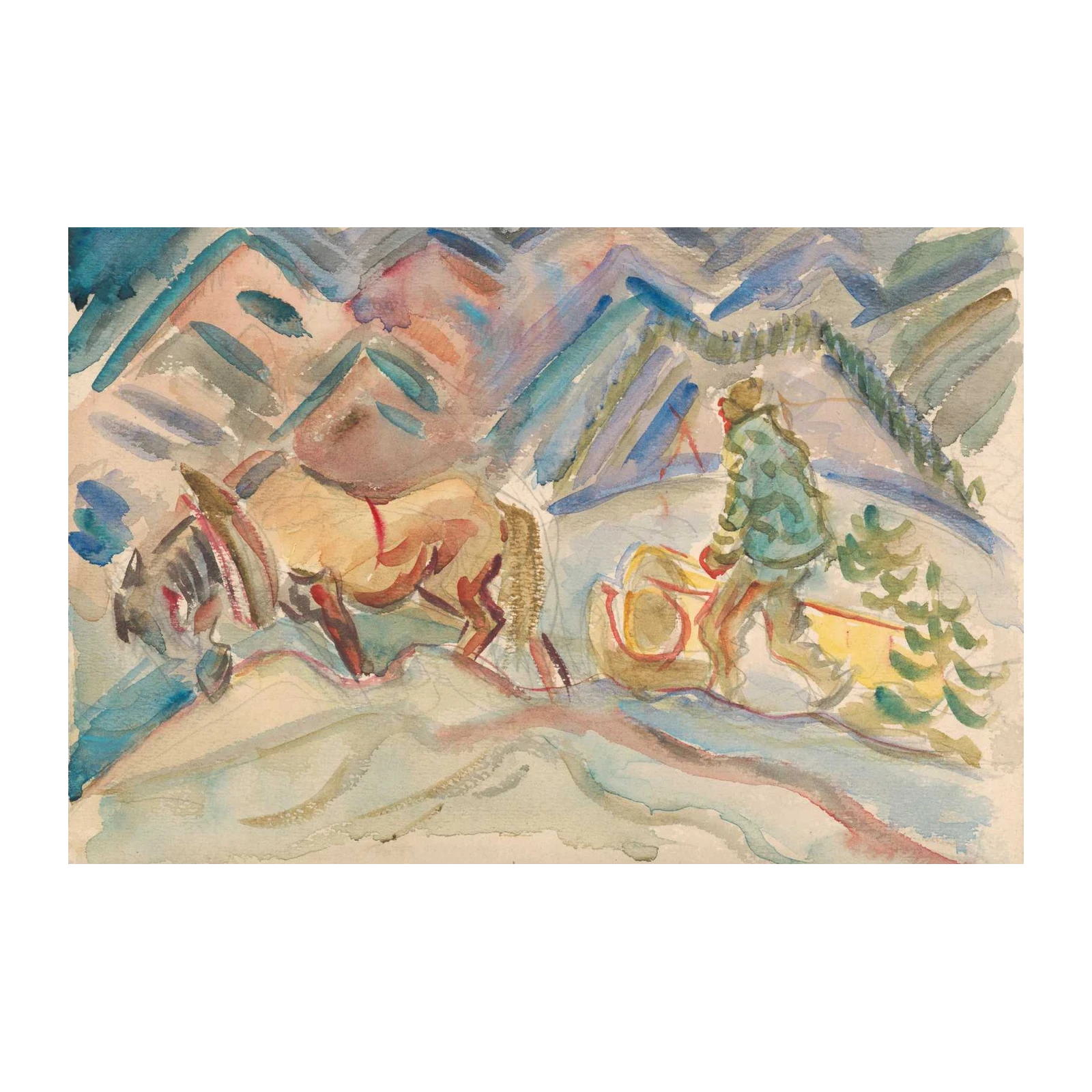 Winter Snow Scene Horse Sleigh Wall Art