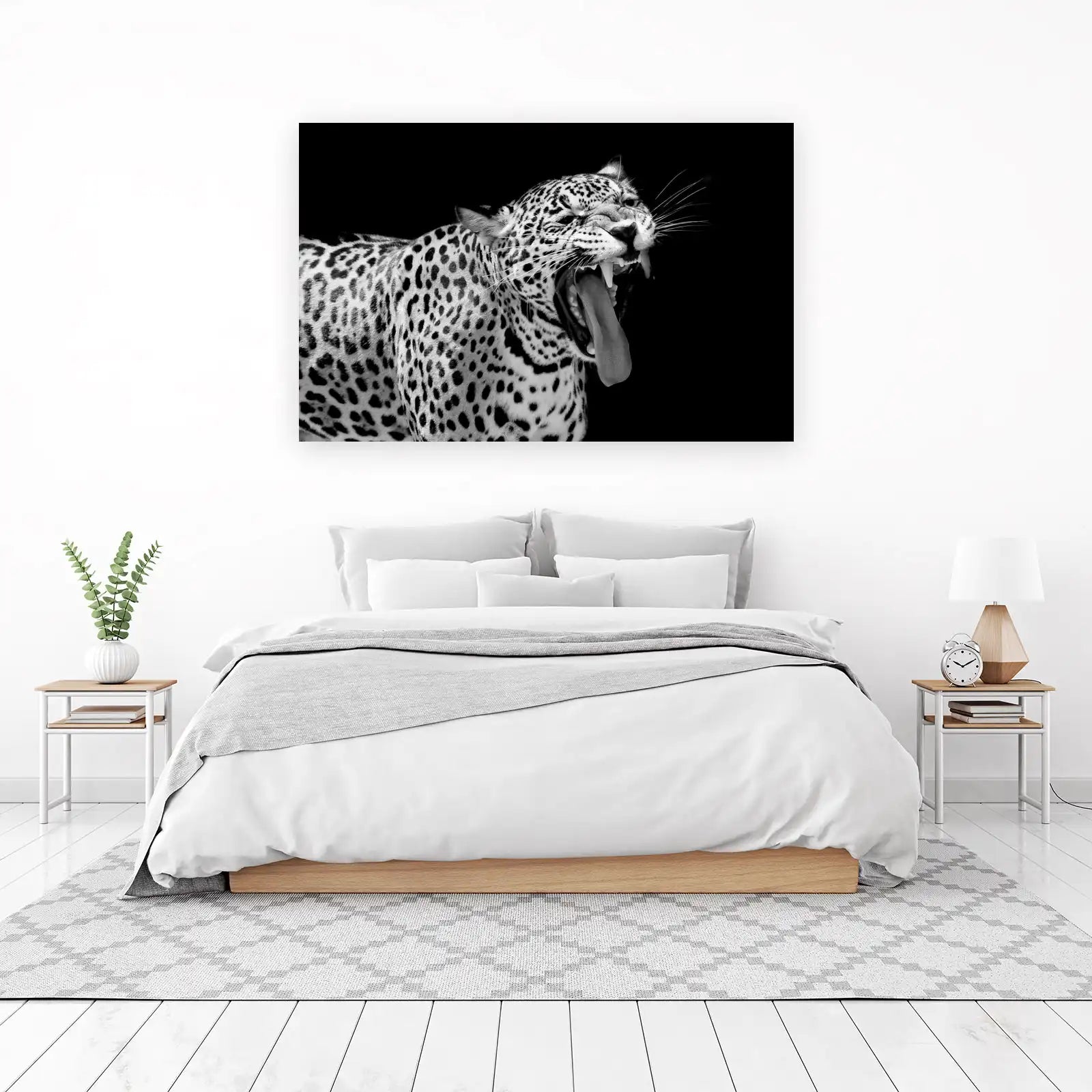 Majestic Jaguar Roar Black & White Wall Art