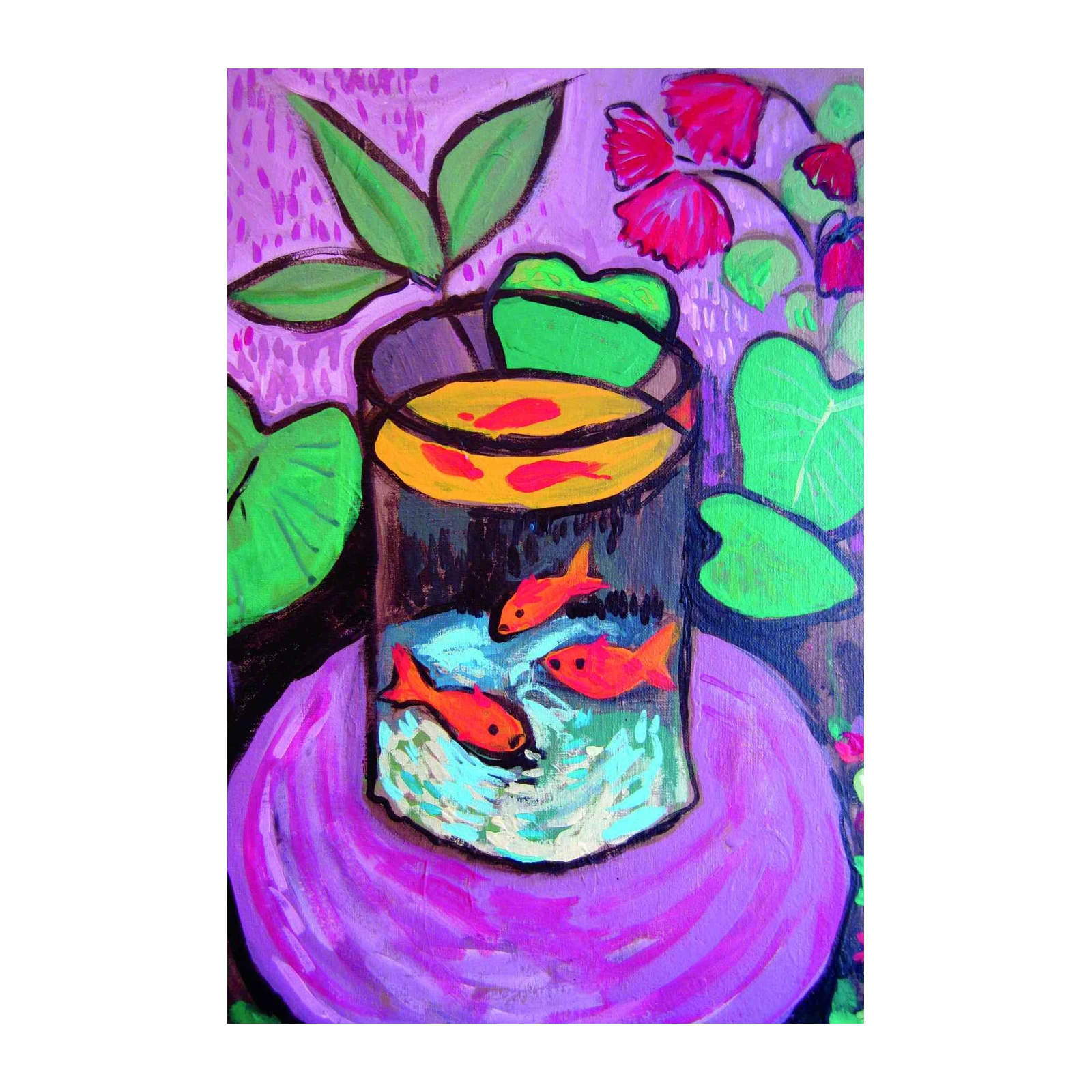 Vibrant Goldfish Bowl Art Print Wall Art