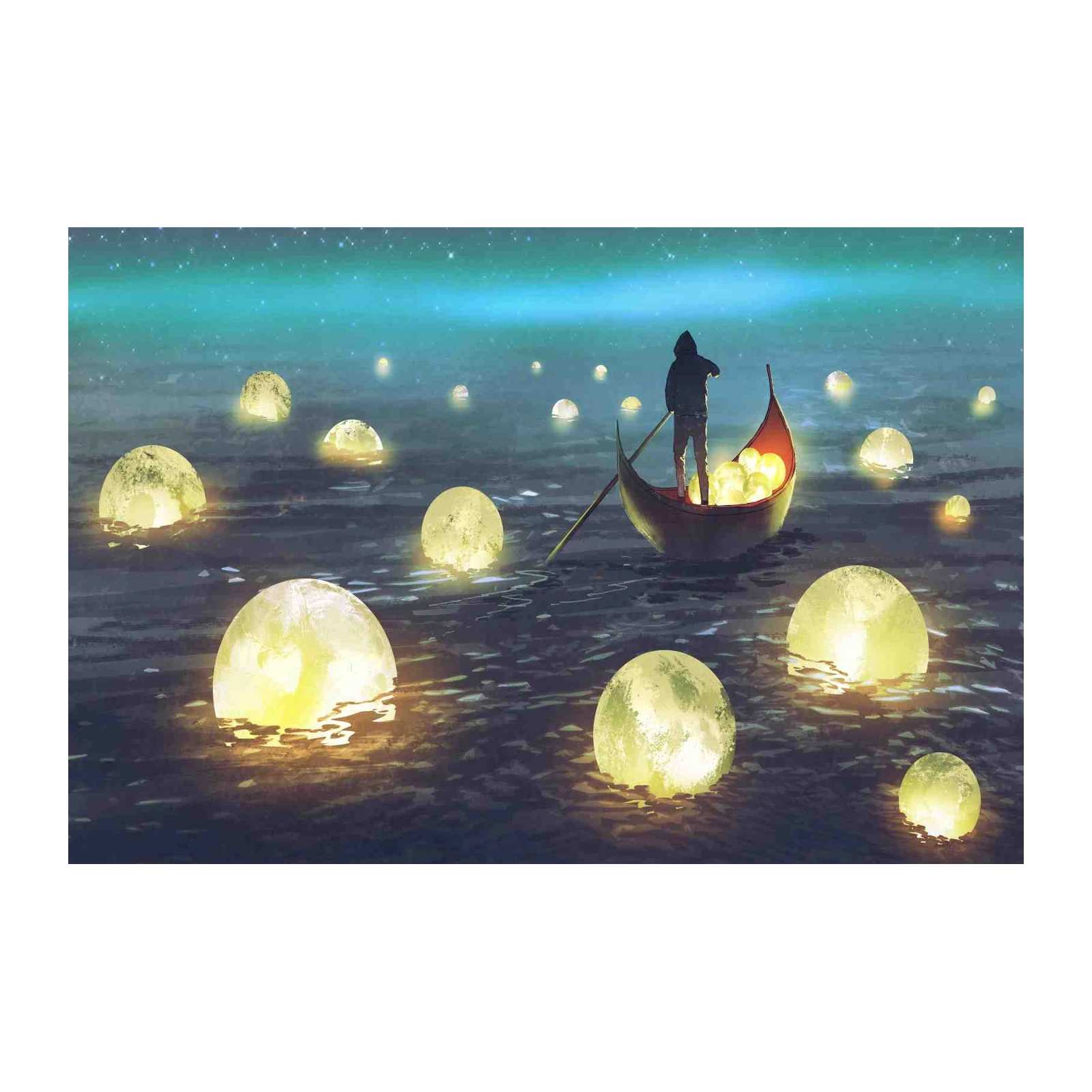 Mystical Glowing Orbs Gondola Ride Wall Art