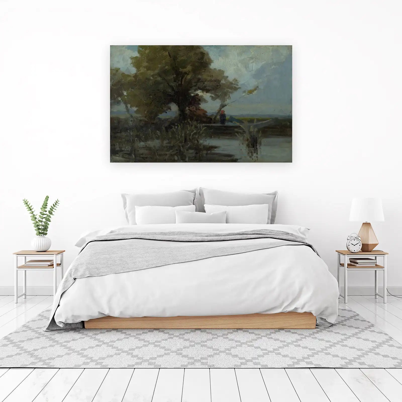 Tranquil Riverside Landscape Oil Painting Wall Art