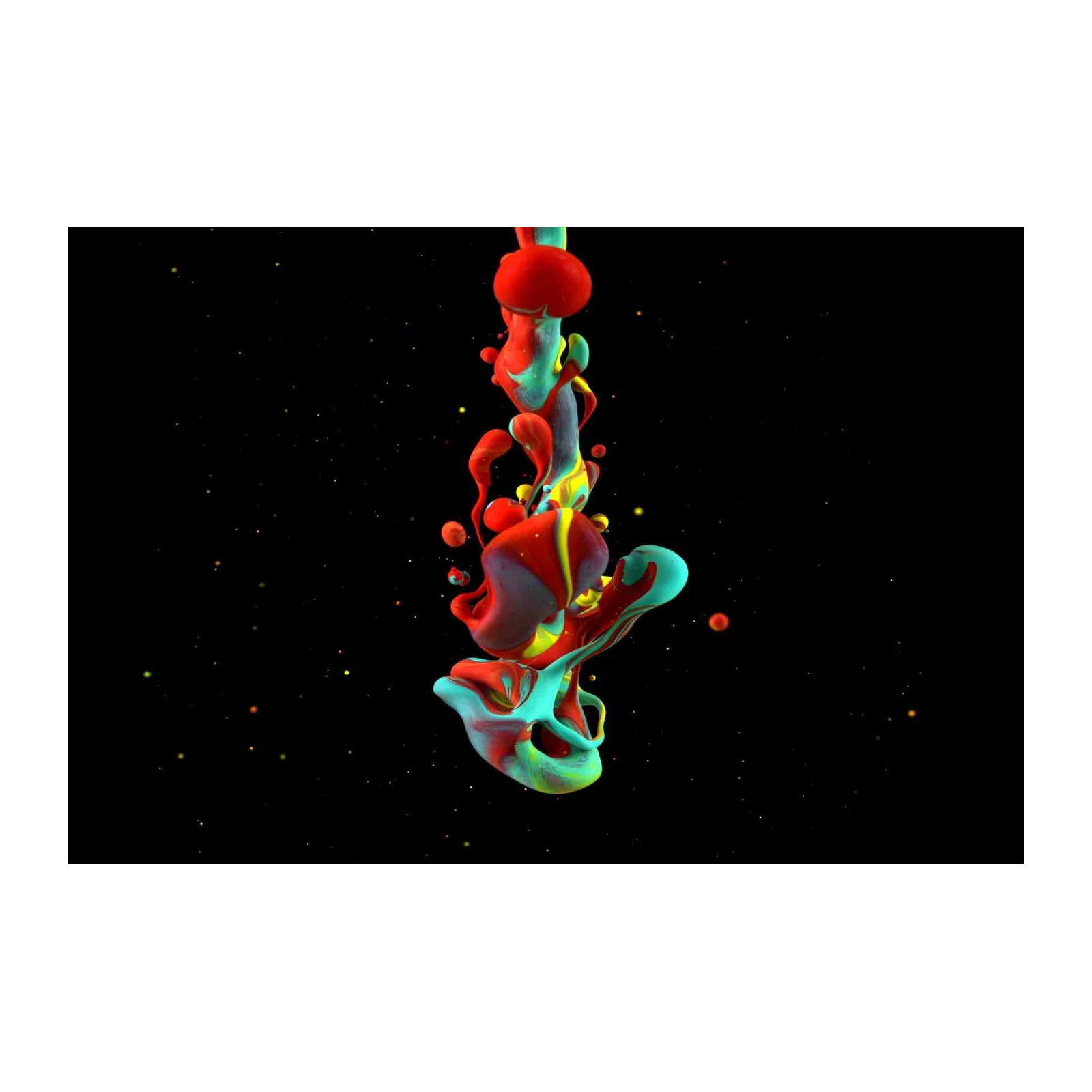 Vibrant Red & Teal Ink Splash Wall Art