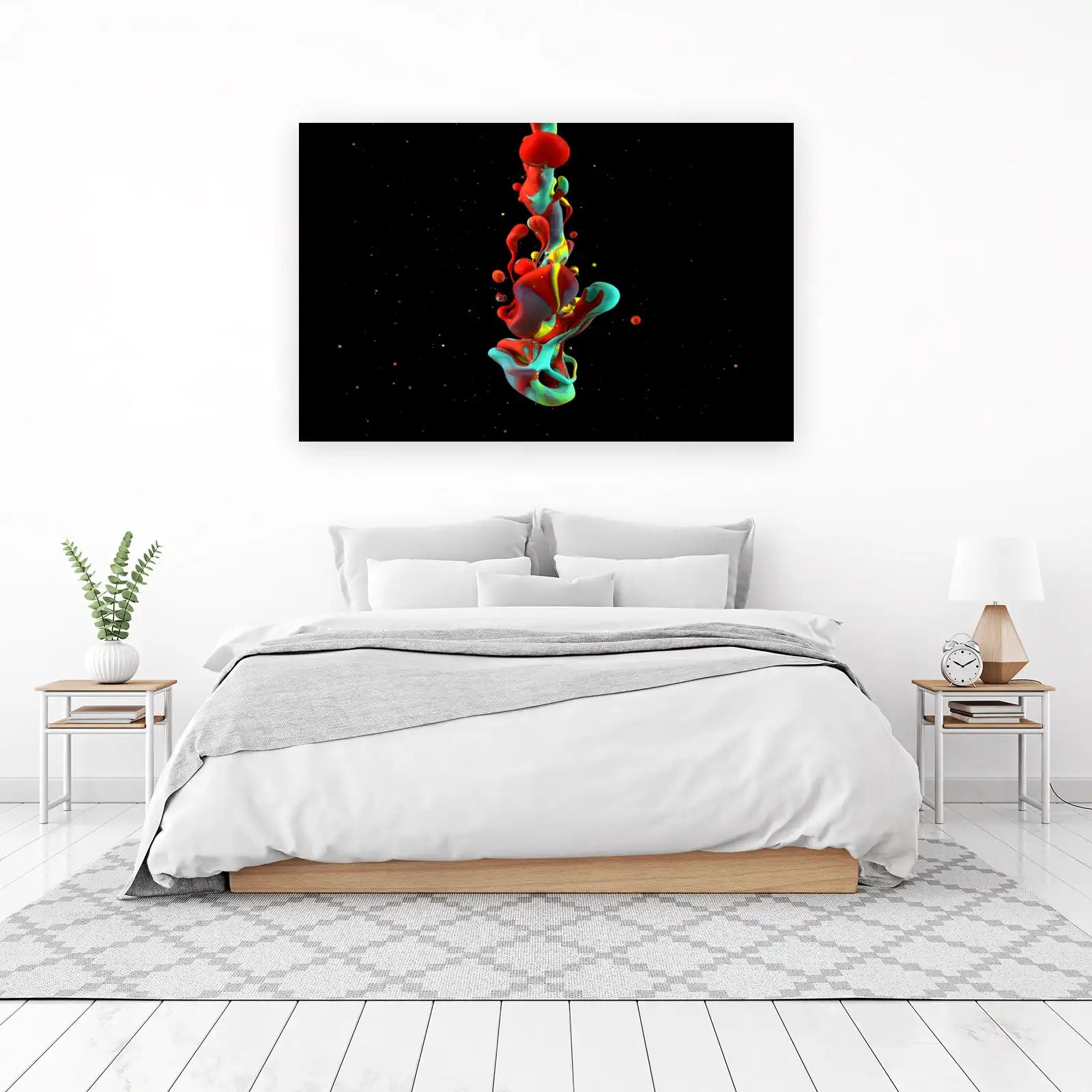 Vibrant Red & Teal Ink Splash Wall Art