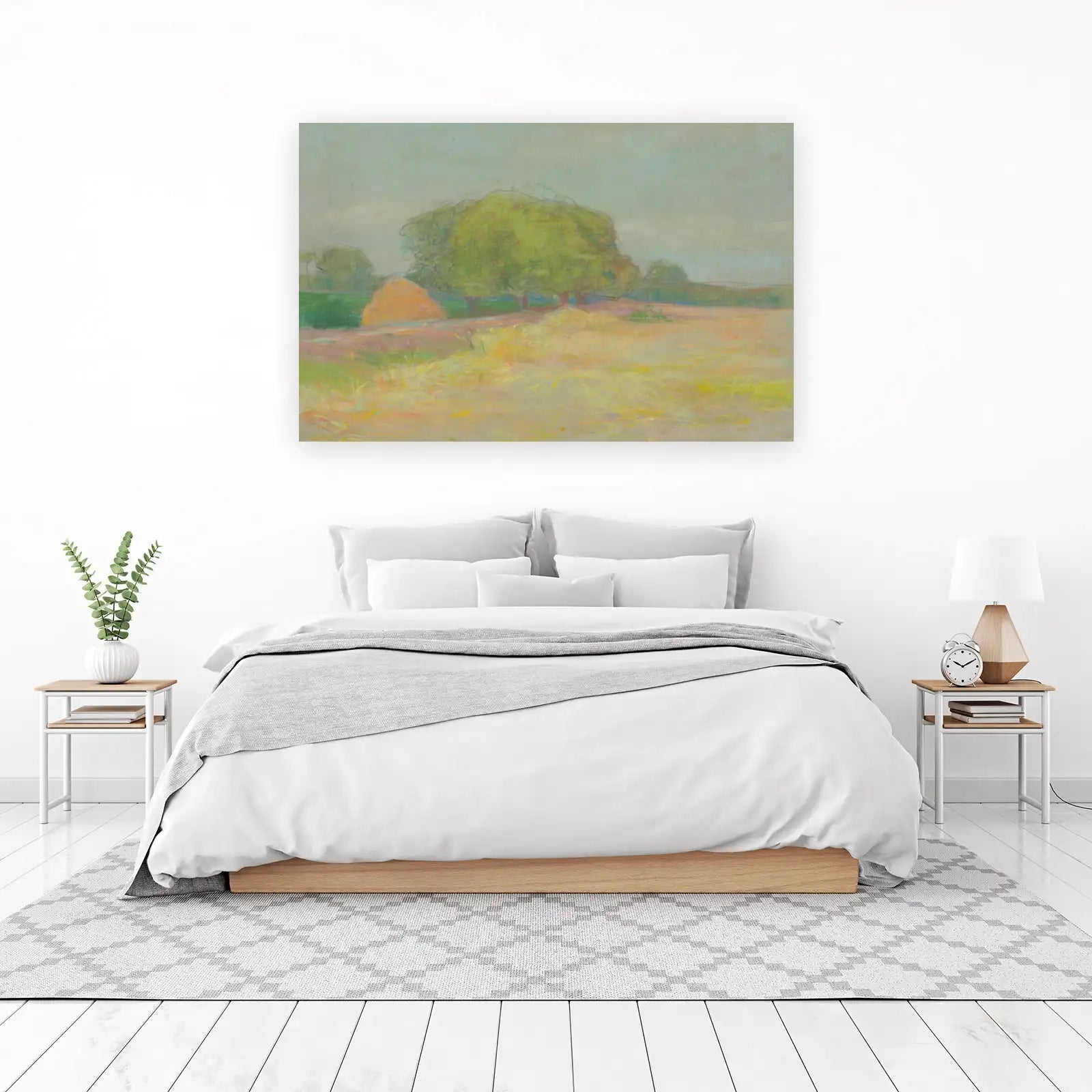 Pastoral Meadow Haystack Tree Wall Art