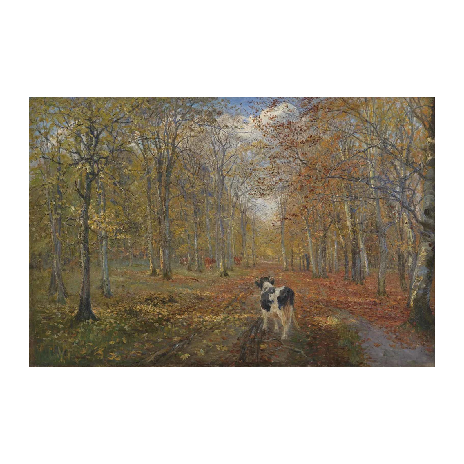 Autumn Forest Cows Landscape Wall Art