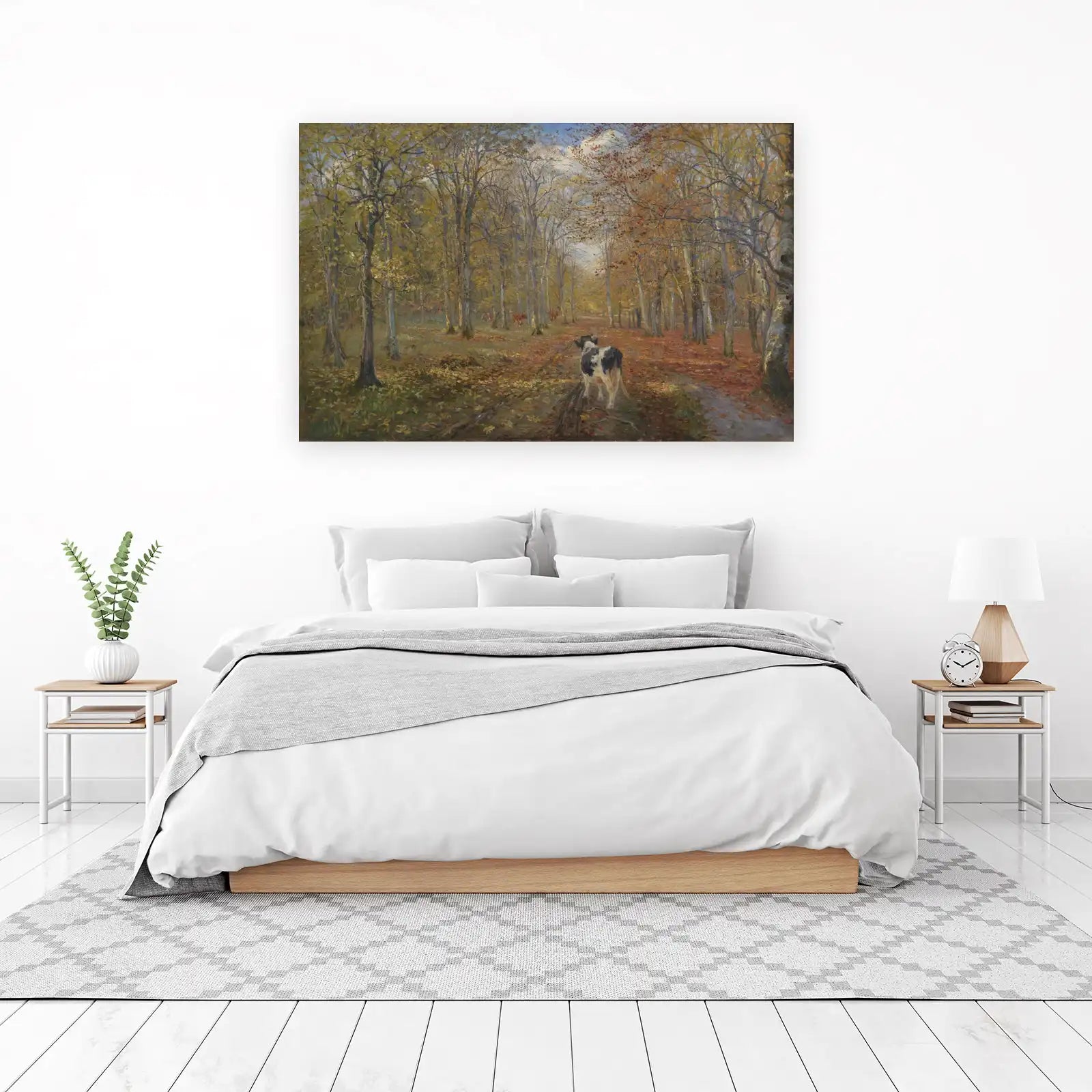 Autumn Forest Cows Landscape Wall Art