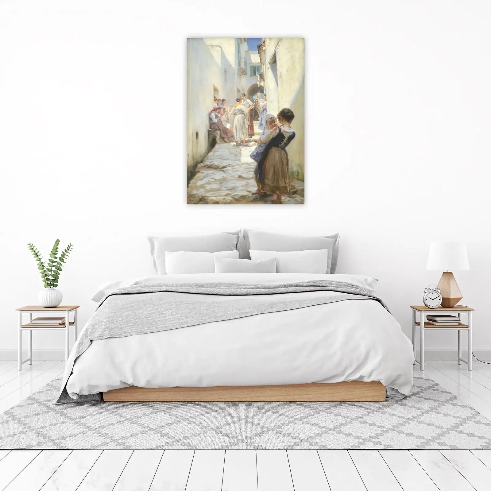 Italian Village Life Sunlit Courtyard Wall Art