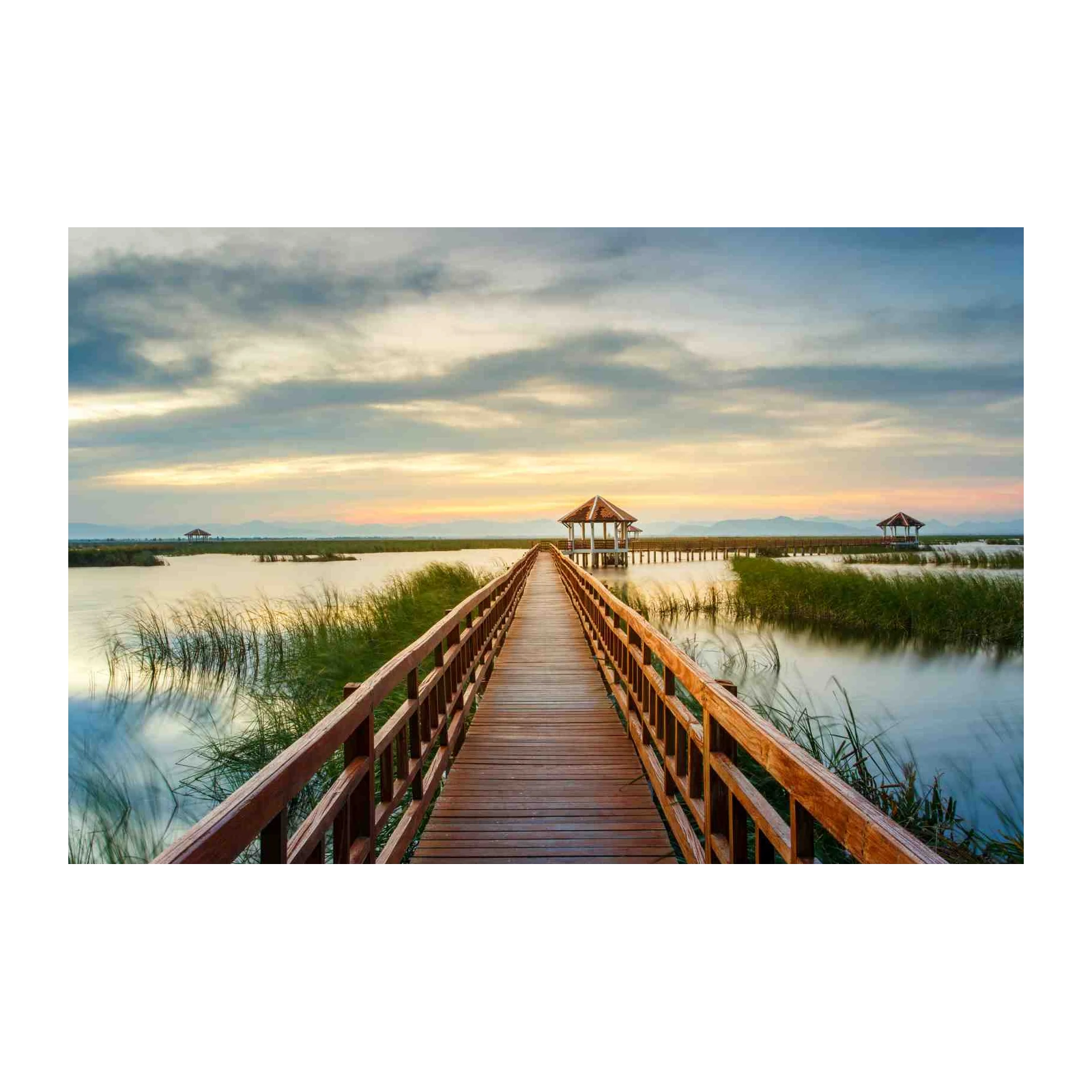 Serene Wooden Boardwalk Sunset Wall Art
