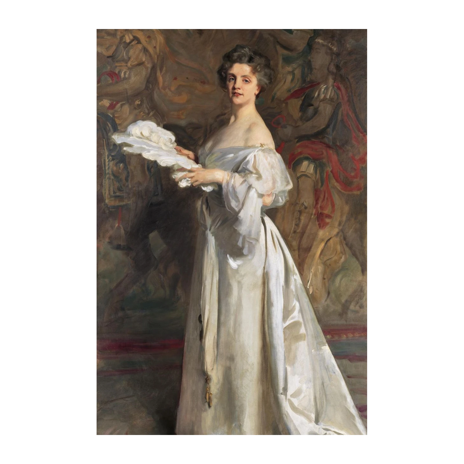 Elegant Lady Portrait in White Dress Wall Art